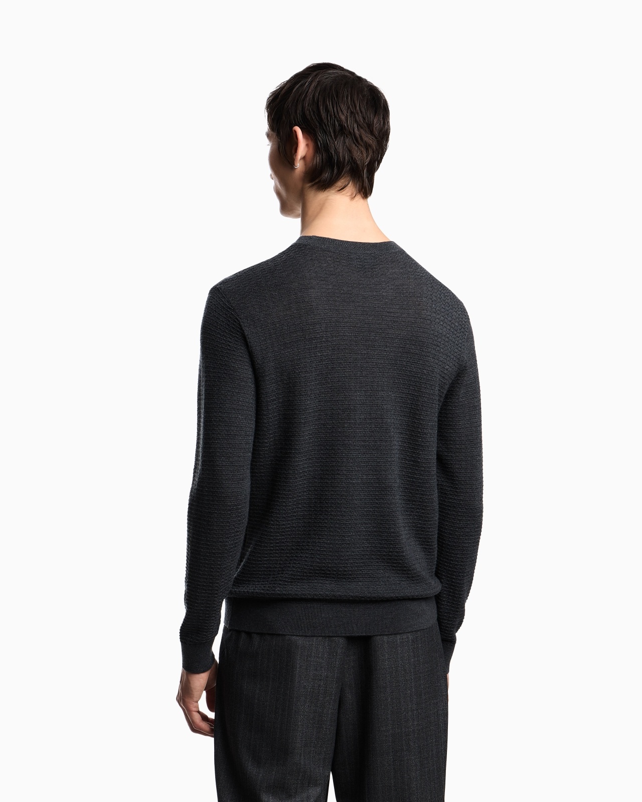 VIRGIN WOOL JUMPER WITH EMBOSSED JACQUARD PATTERN - 3