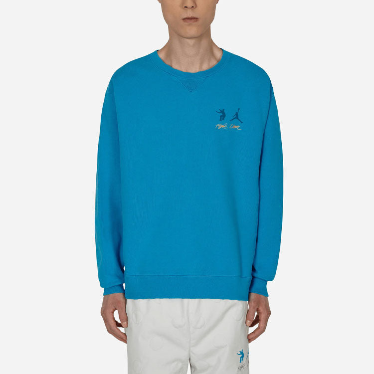 Air Jordan x union Crossover SS22 Logo Solid Color Sleeve Sports Round Neck Asia Edition Blue DJ9523 - 3