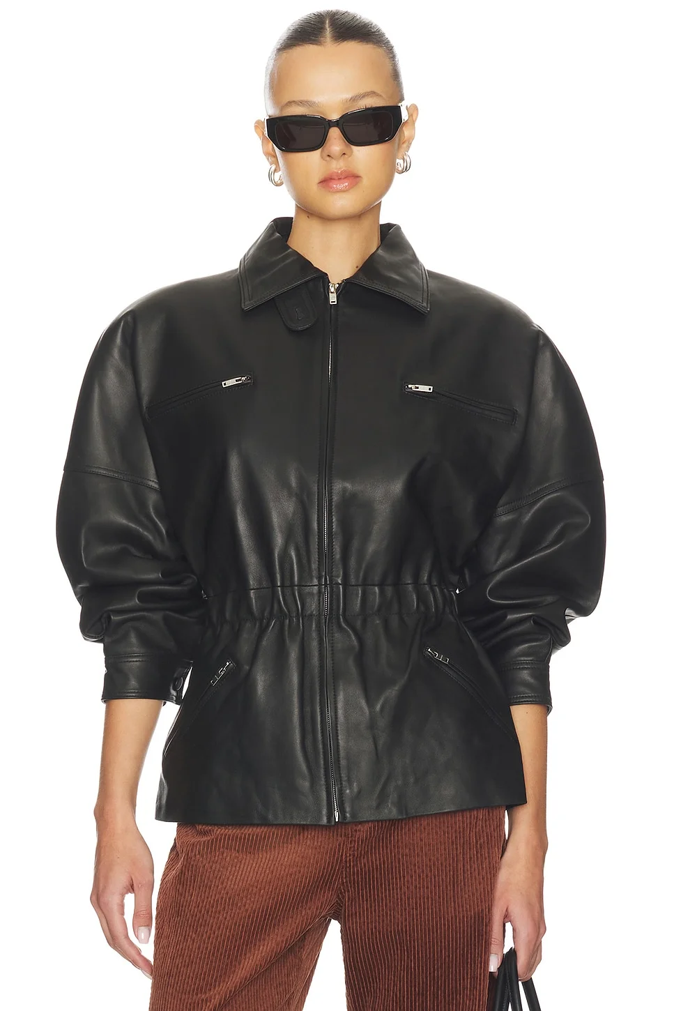 Leather Cinched Mid Jacket - 1