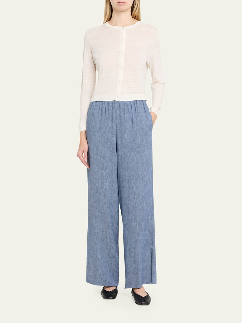 Theory Cropped Linen-Blend Cardigan outlook