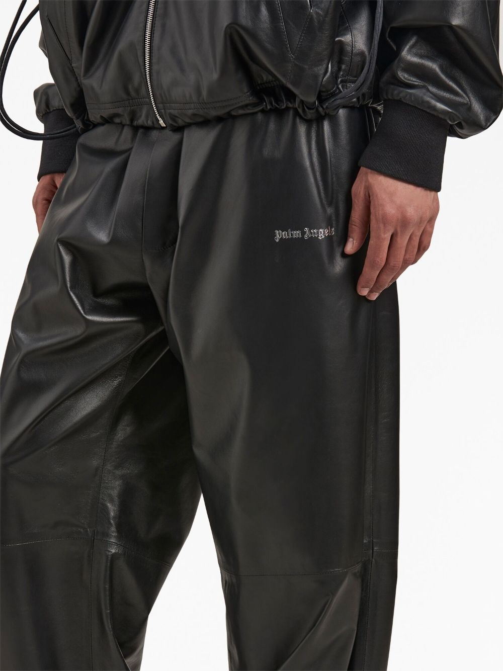 logo-print leather track pants - 6