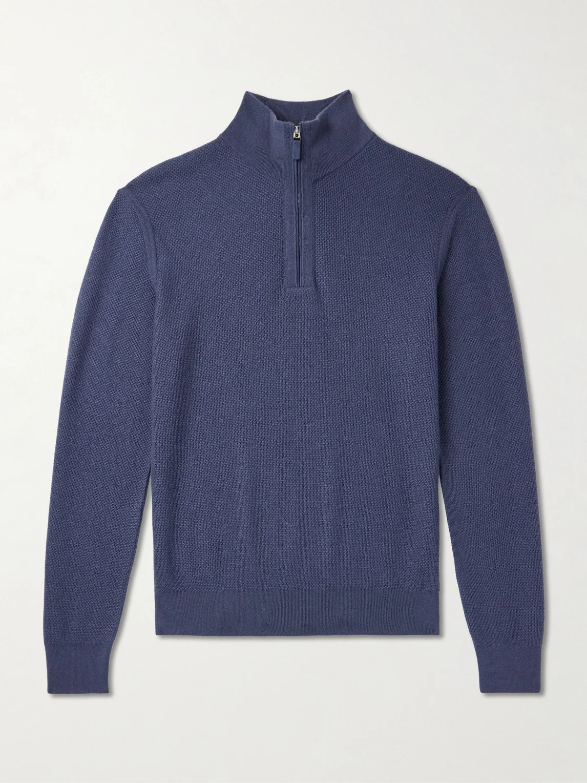 Oasi Leather-Trimmed Cashmere Half-Zip Sweater - 1
