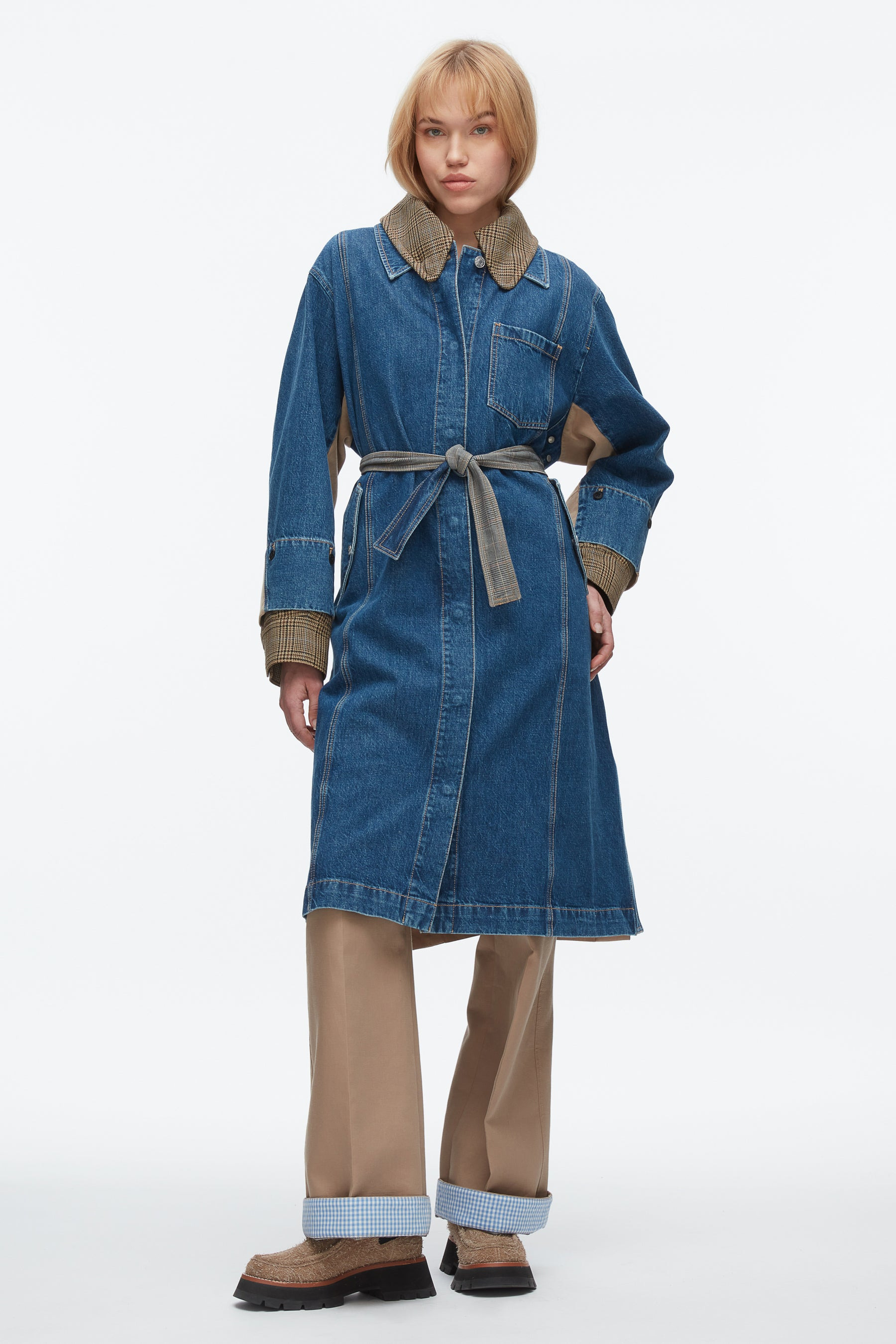Denim Combo Trench - 2