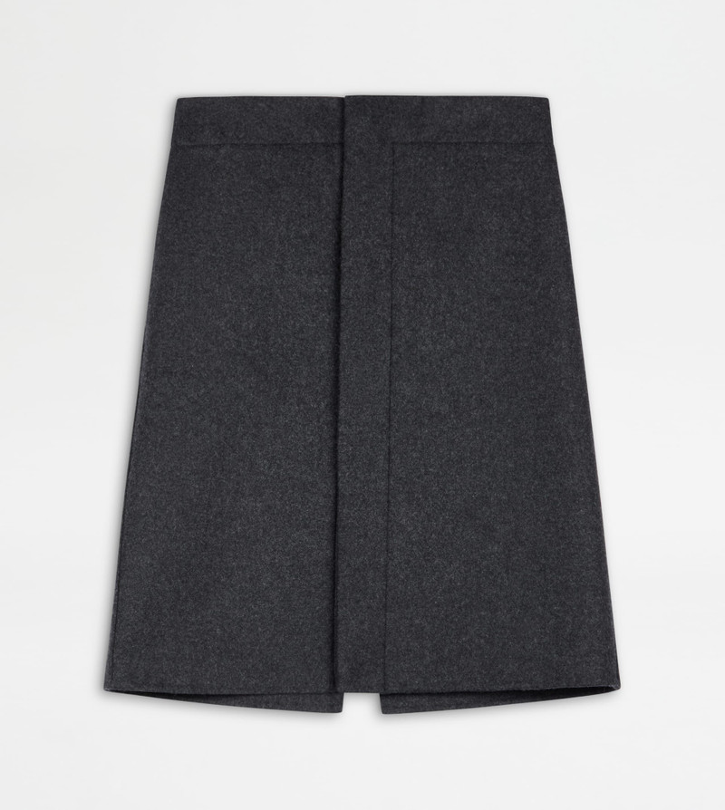 SKIRT IN DOUBLE CASHMERE - GREY 1