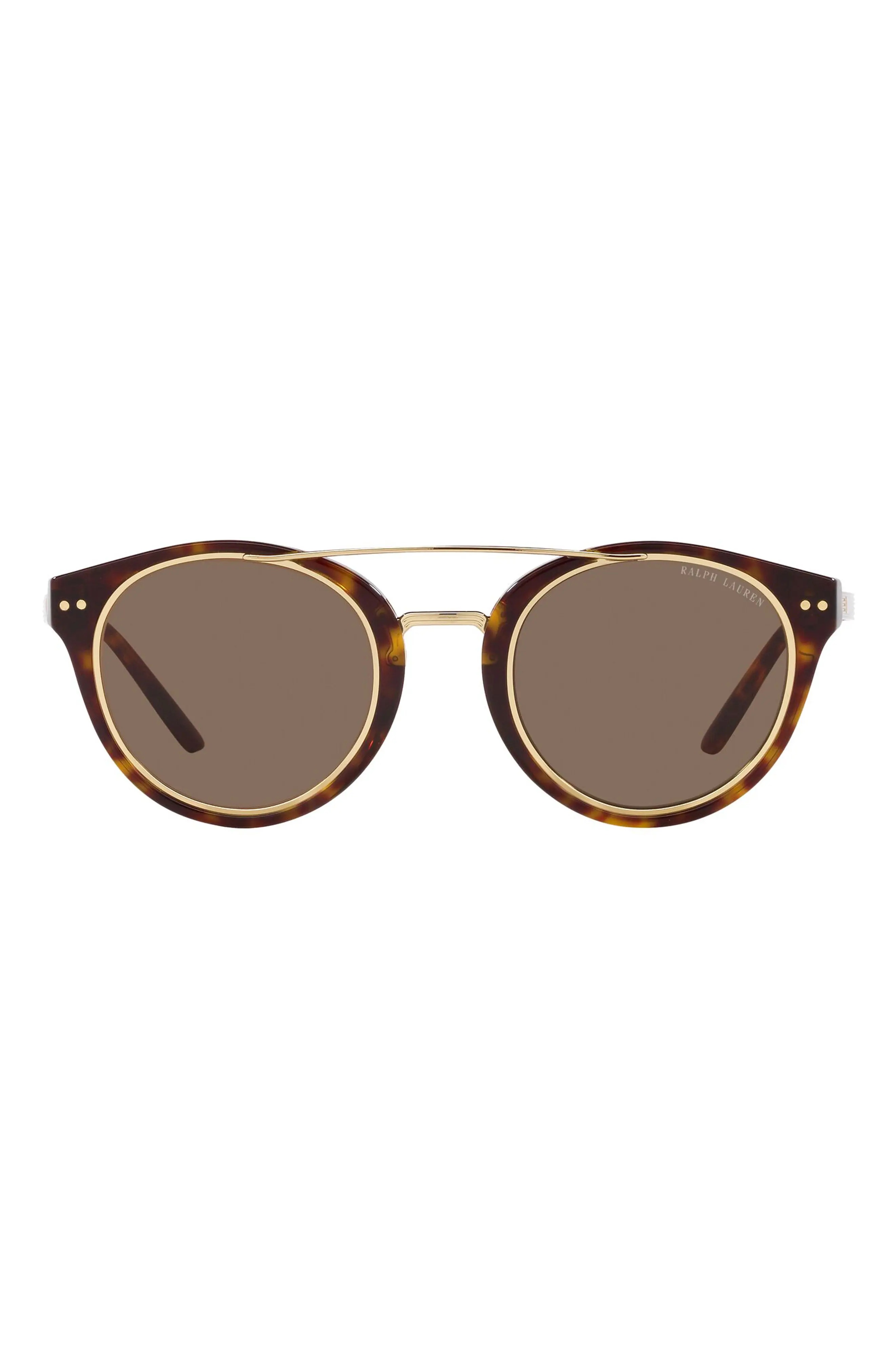 49mm Round Sunglasses in Dark Havana/Brown - 1