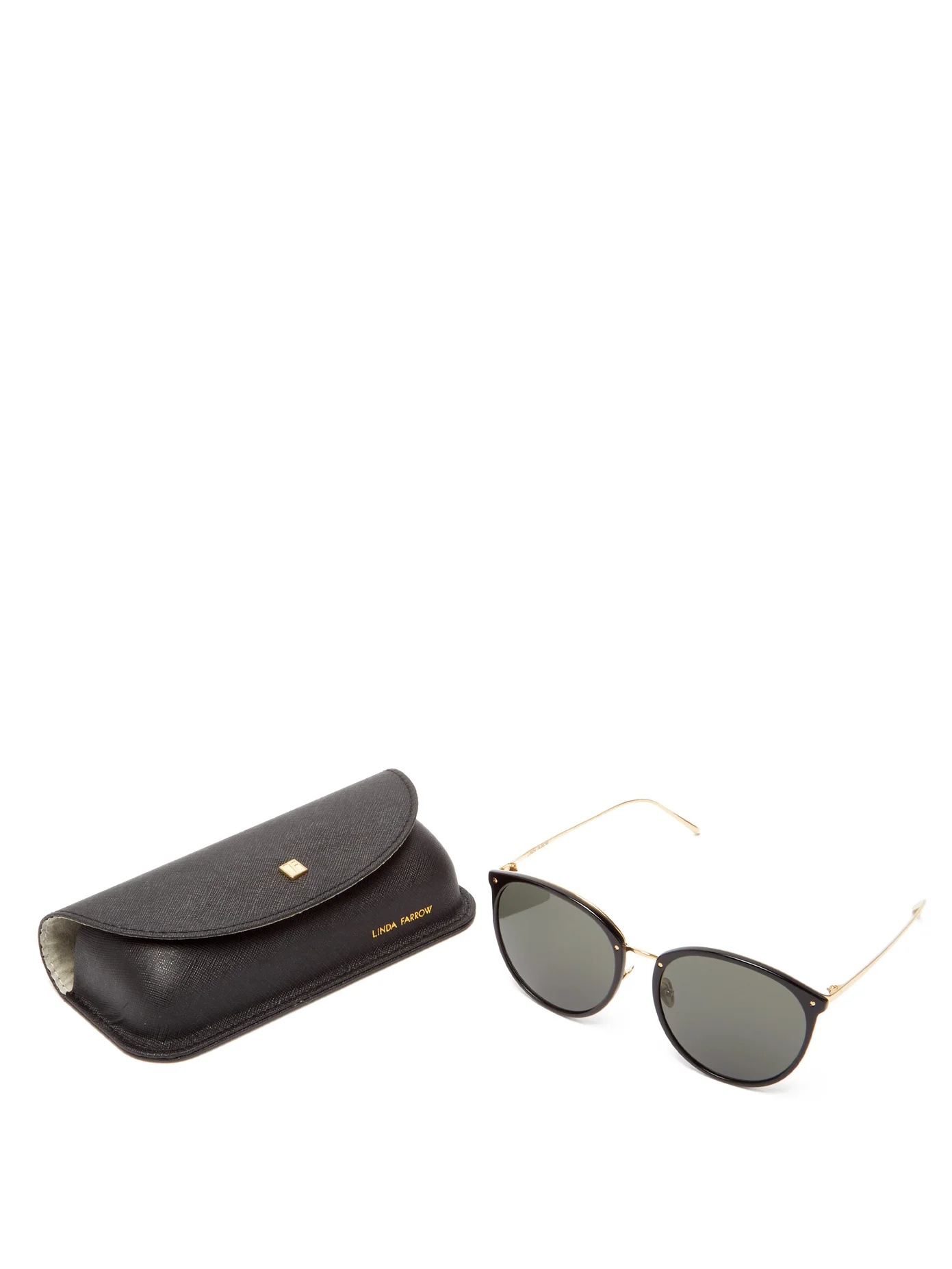 Kings round acetate & 18kt gold-plated sunglasses - 4