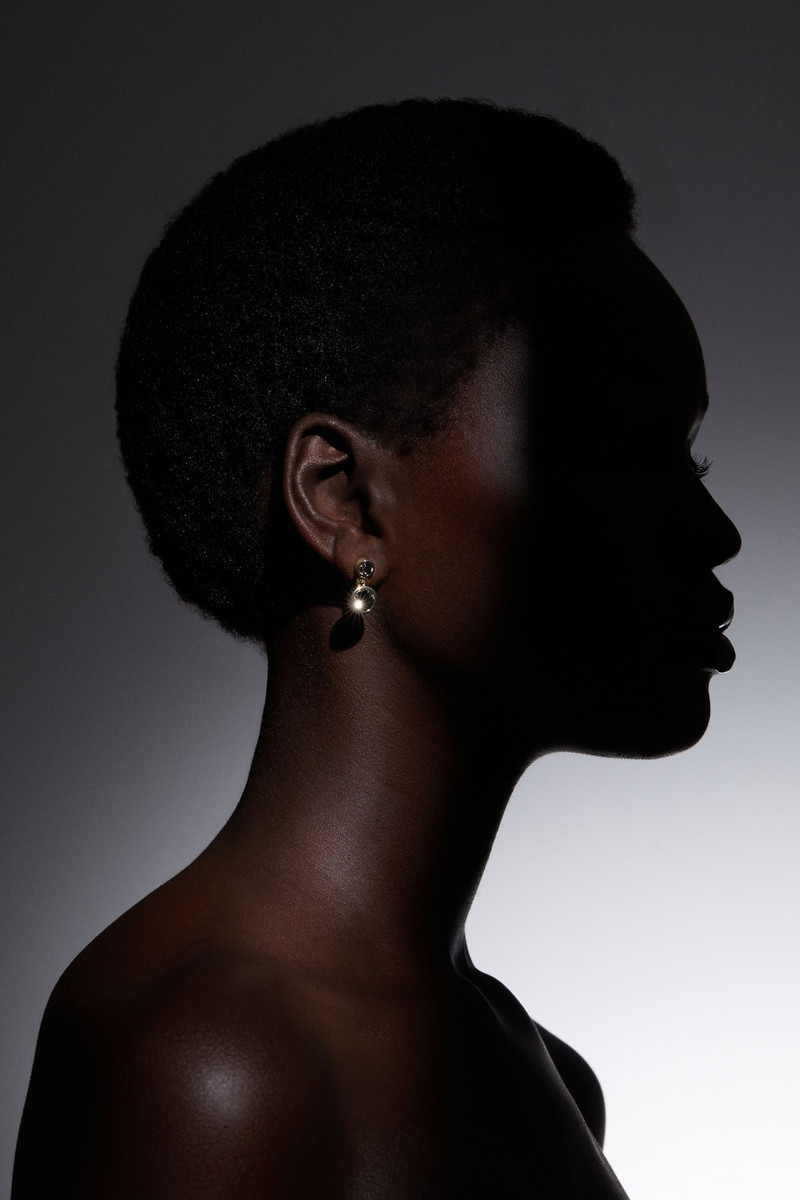 KAREN MILLEN 14kt Gold Plated Hand Set European Crystal Solitaire Drop Earrings outlook