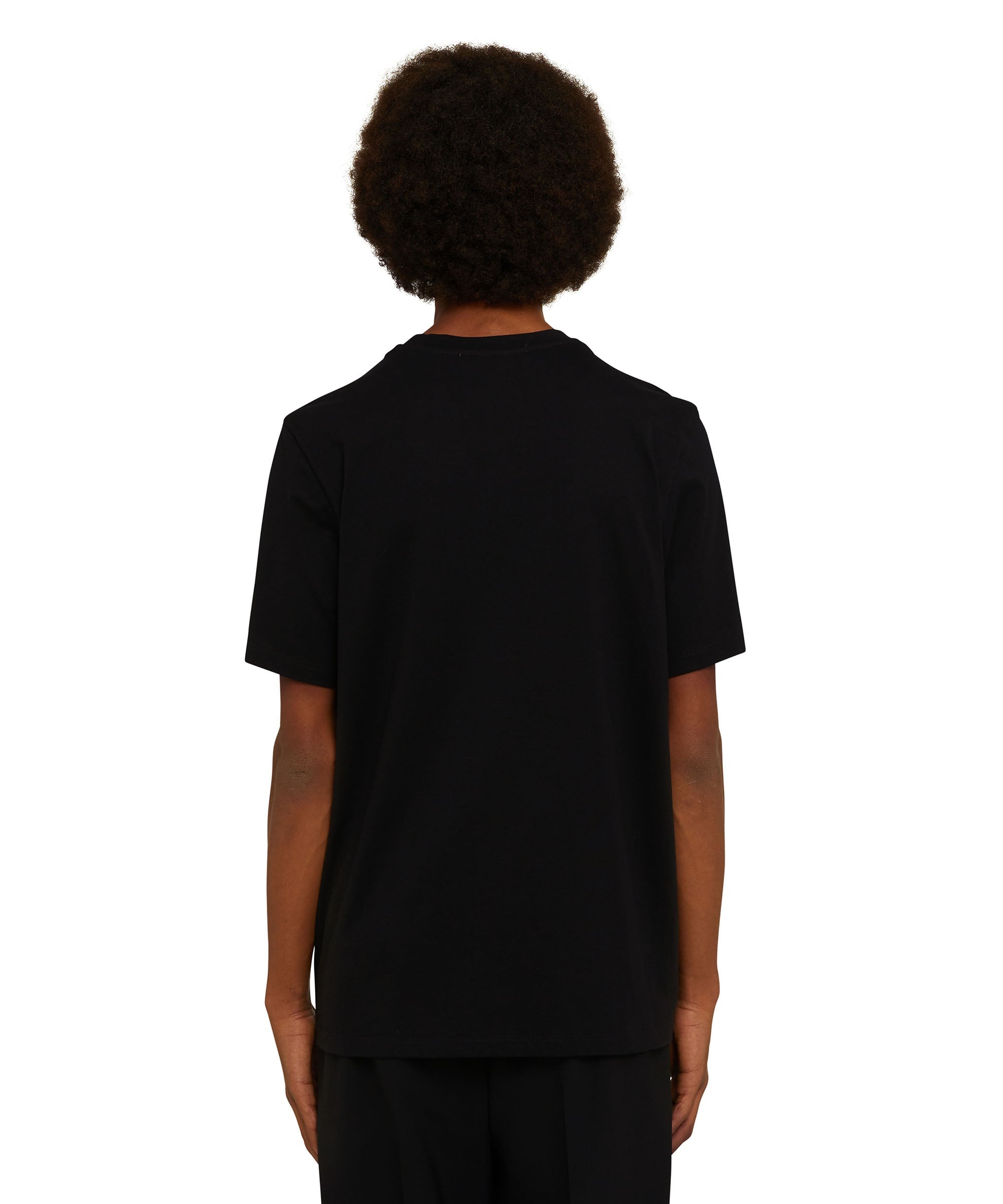 Cotton crewneck t-shirt with new brushed MSGM logo in fluorescent shade - 3