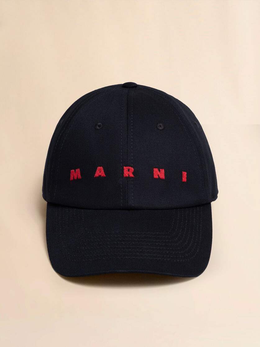 BLACK ORGANIC GABARDINE BASEBALL CAP WITH EMBROIDERED LOGO - 4