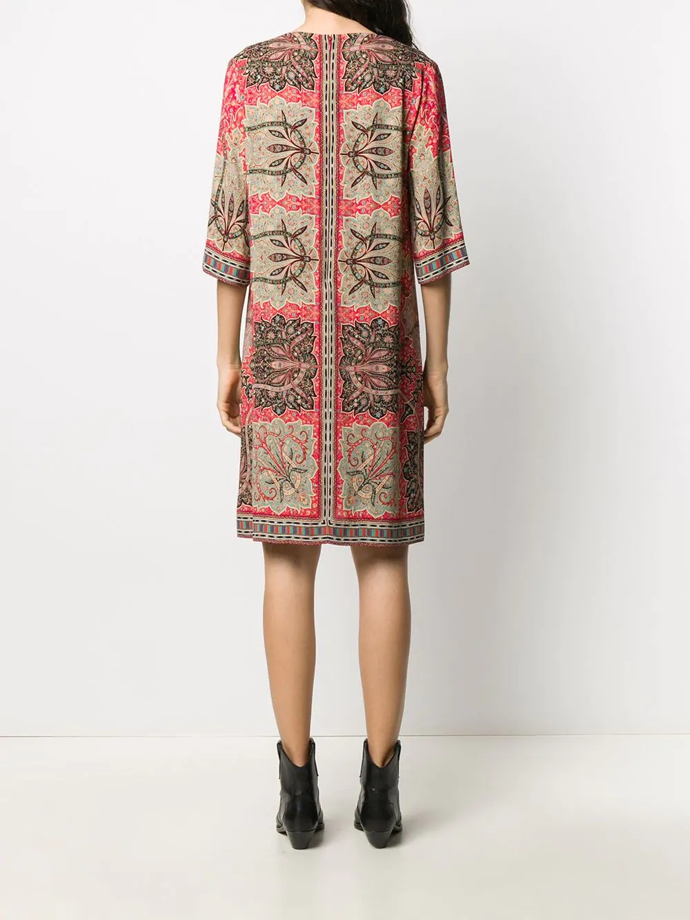 scarf print shift dress - 4