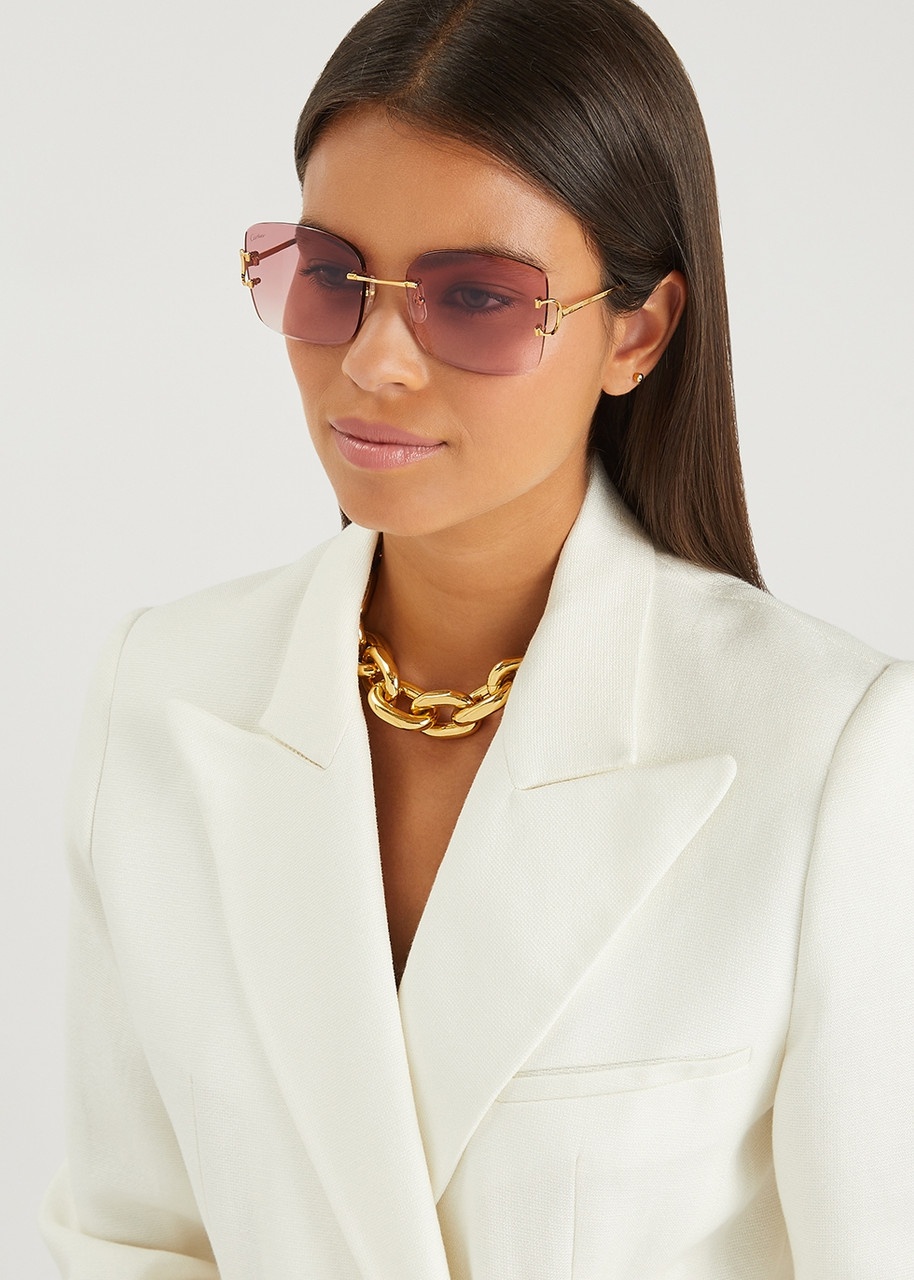 Cartier Signature C De Cartier Rimless Square-frame Sunglasses - 4