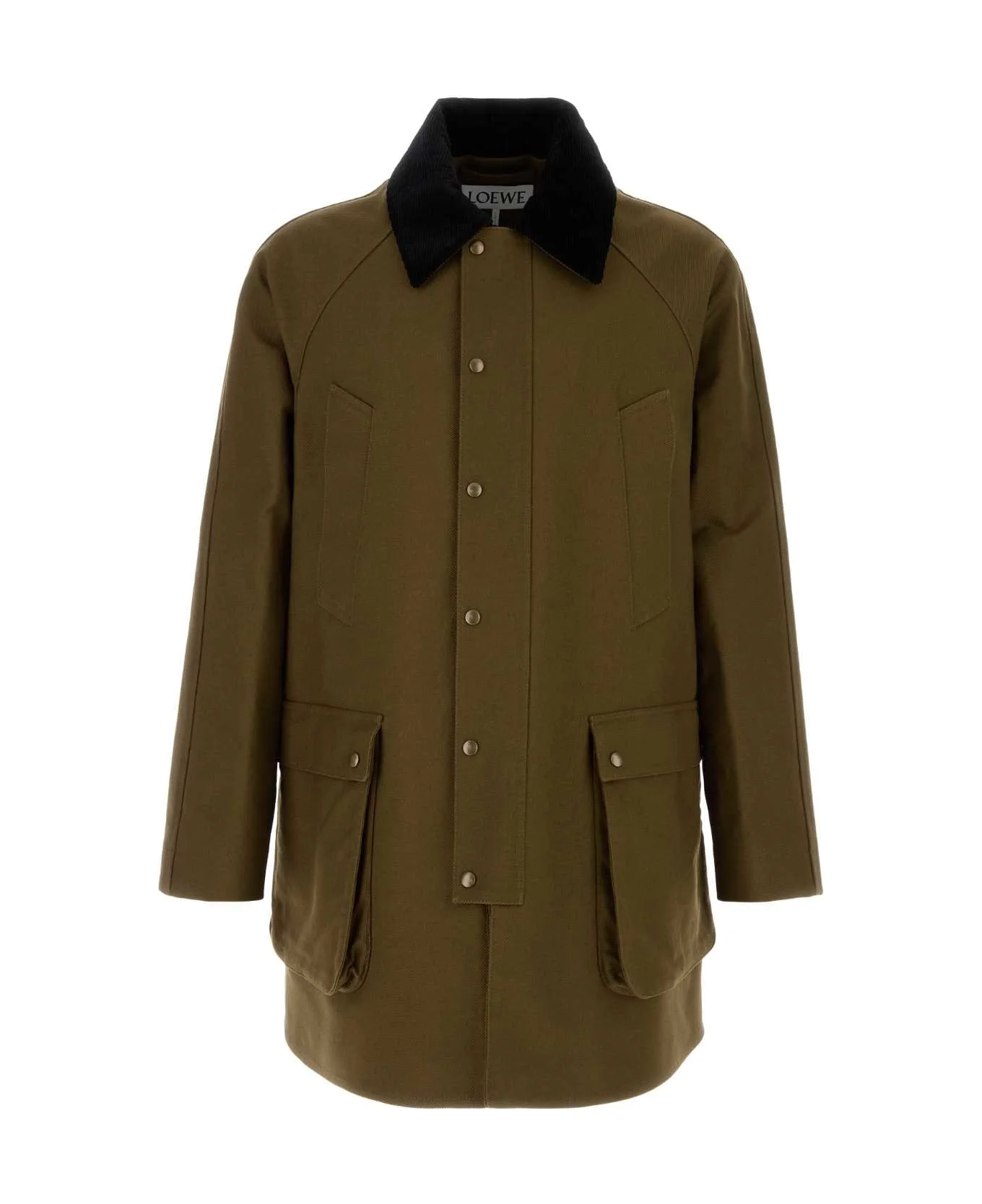 Khaki Cotton Overcoat - 1