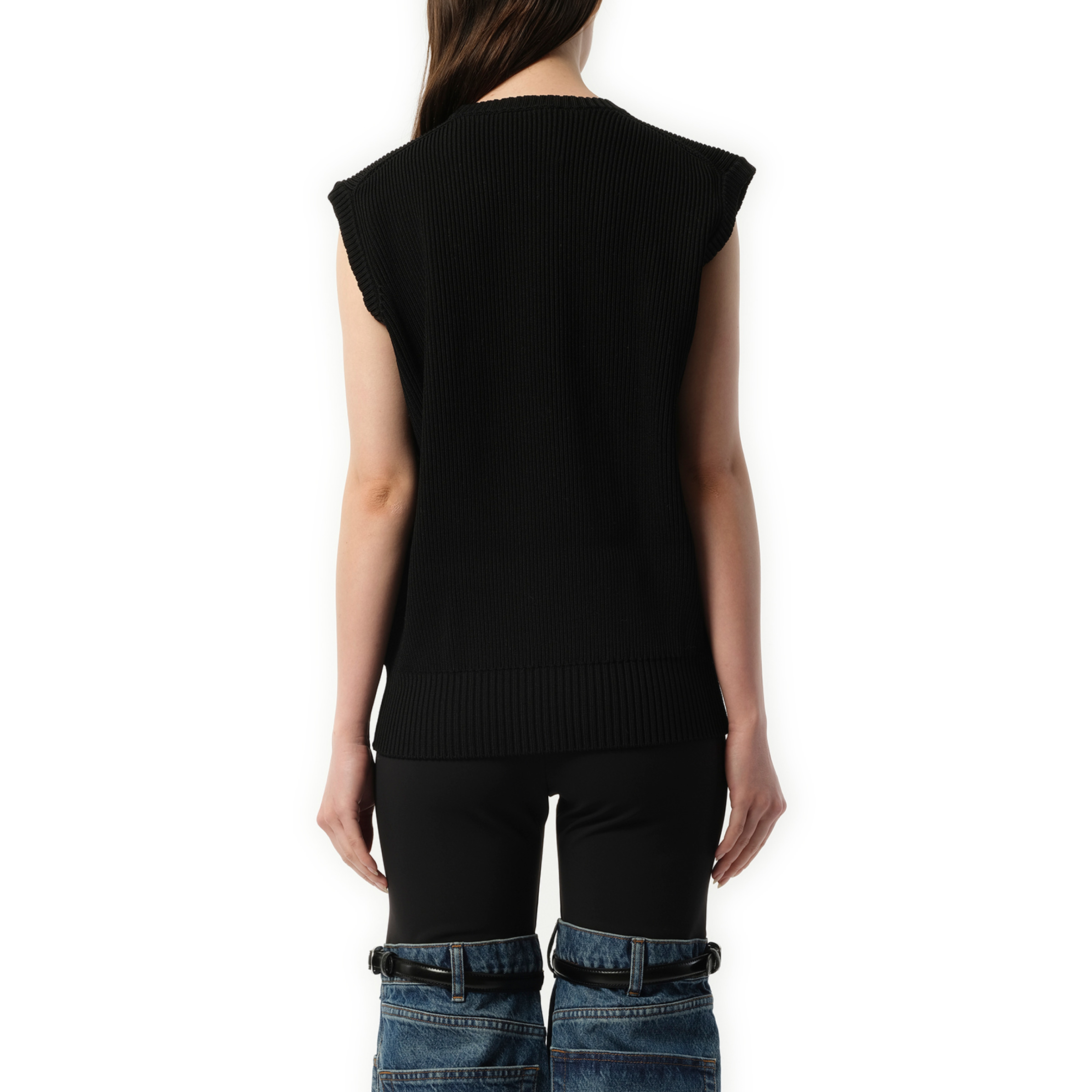 Knitted Sleeveless Top in Black - 6