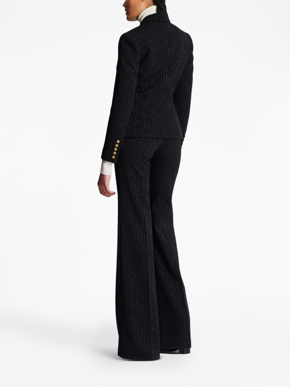 lurex-detail double-breasted blazer - 4