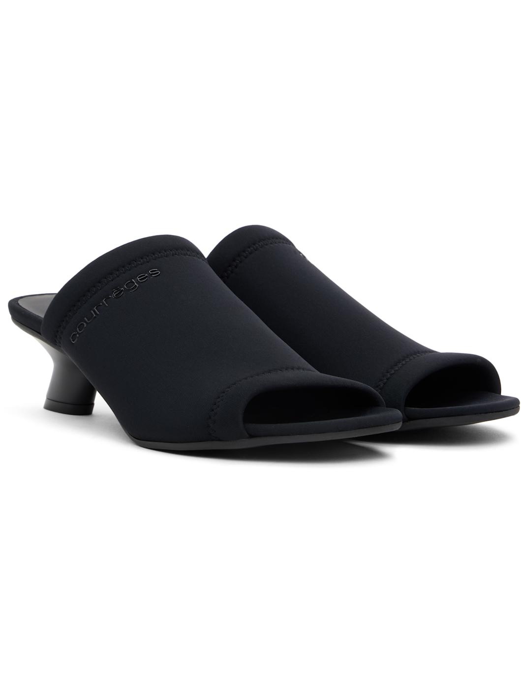 Black Wet Scuba Heeled Mules - 4