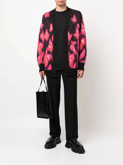 MSGM butterfly-print V-neck cardigan outlook