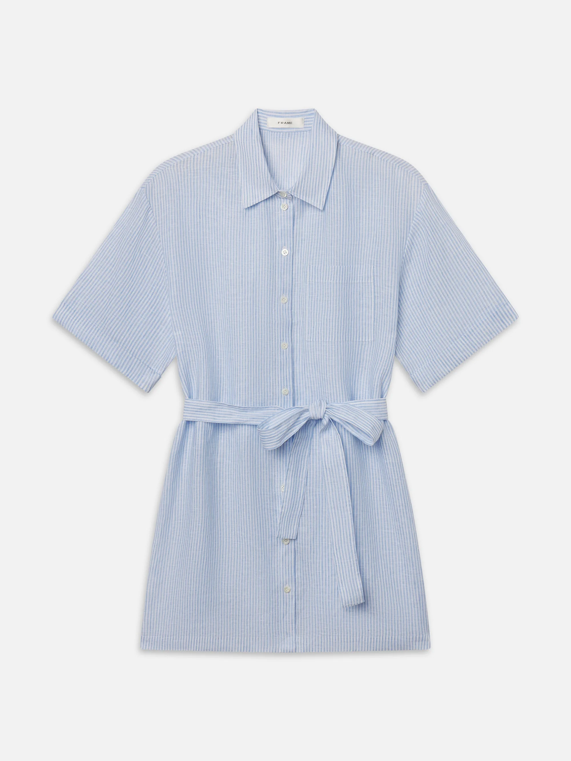 The Linen Belted Dress Chambray - 1