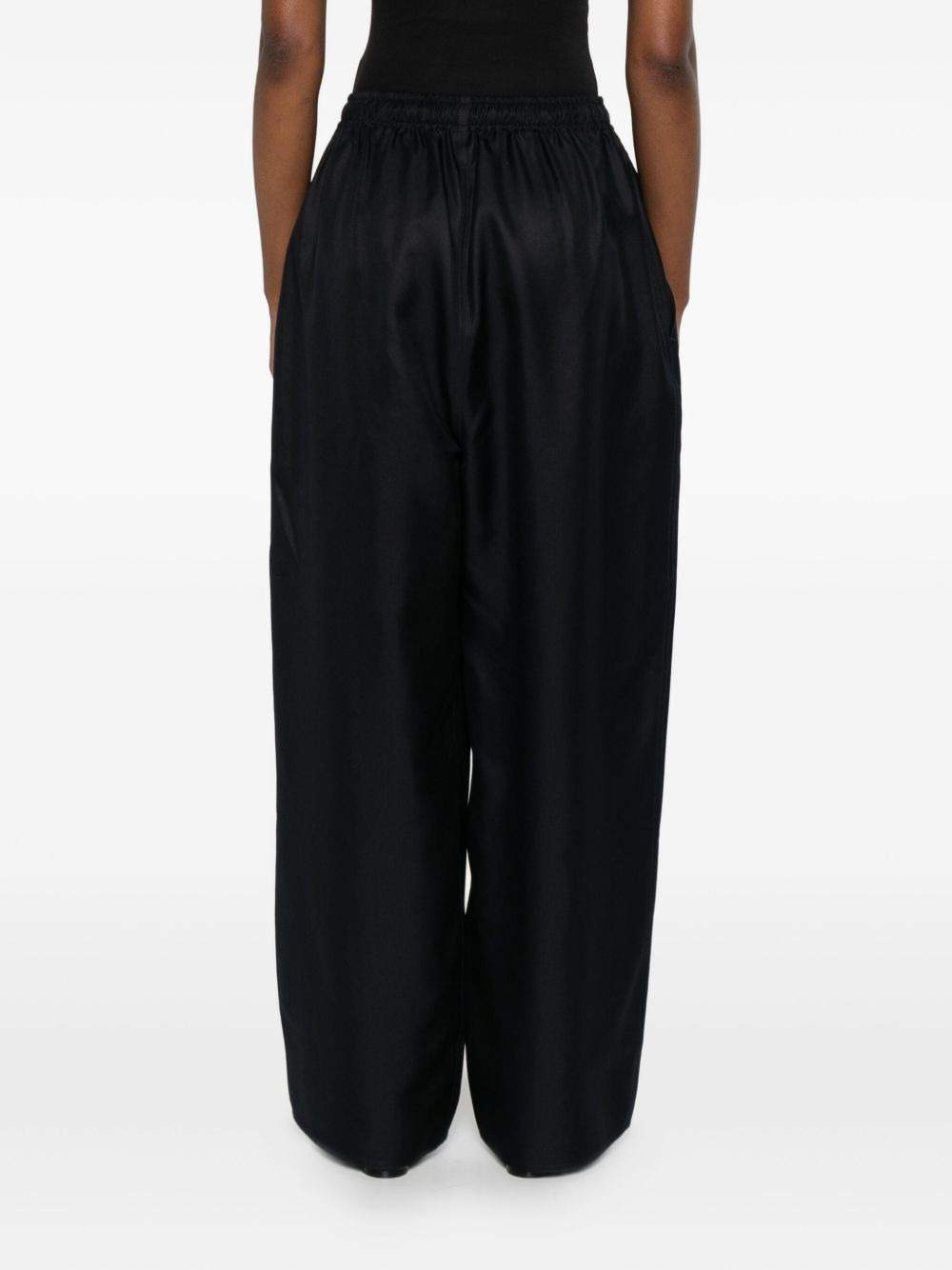 elastic-waist silk trousers - 4
