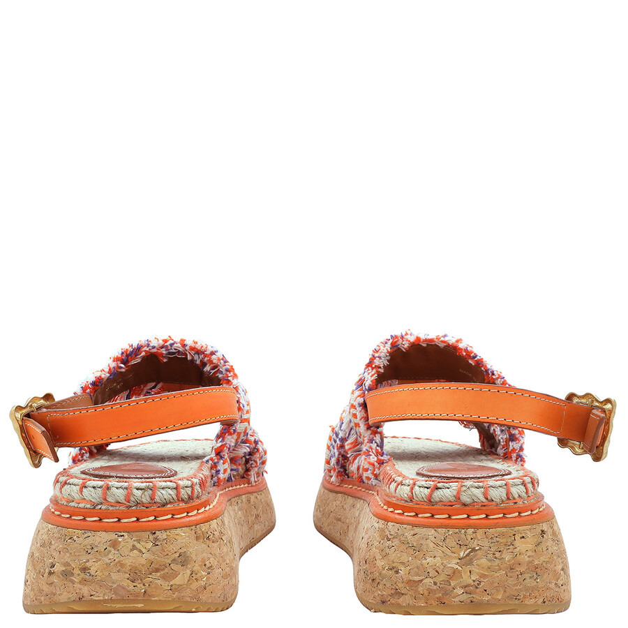 Zimmermann Ladies Orange Fringed Braided Espadrille Sandals - 3