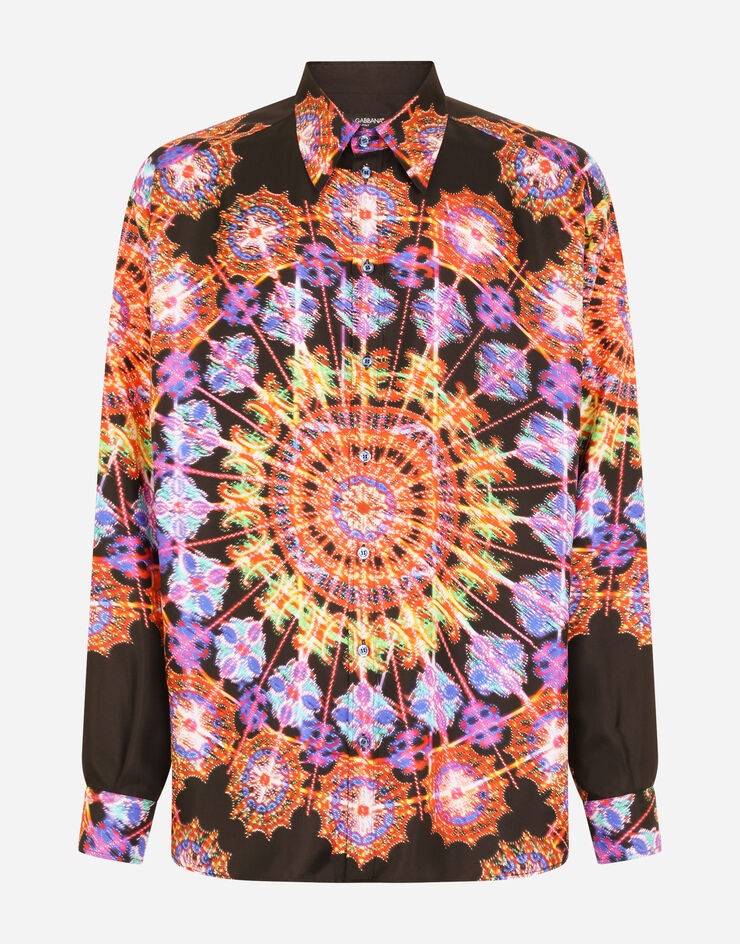 Illumination-print silk Mazzini-fit shirt - 1