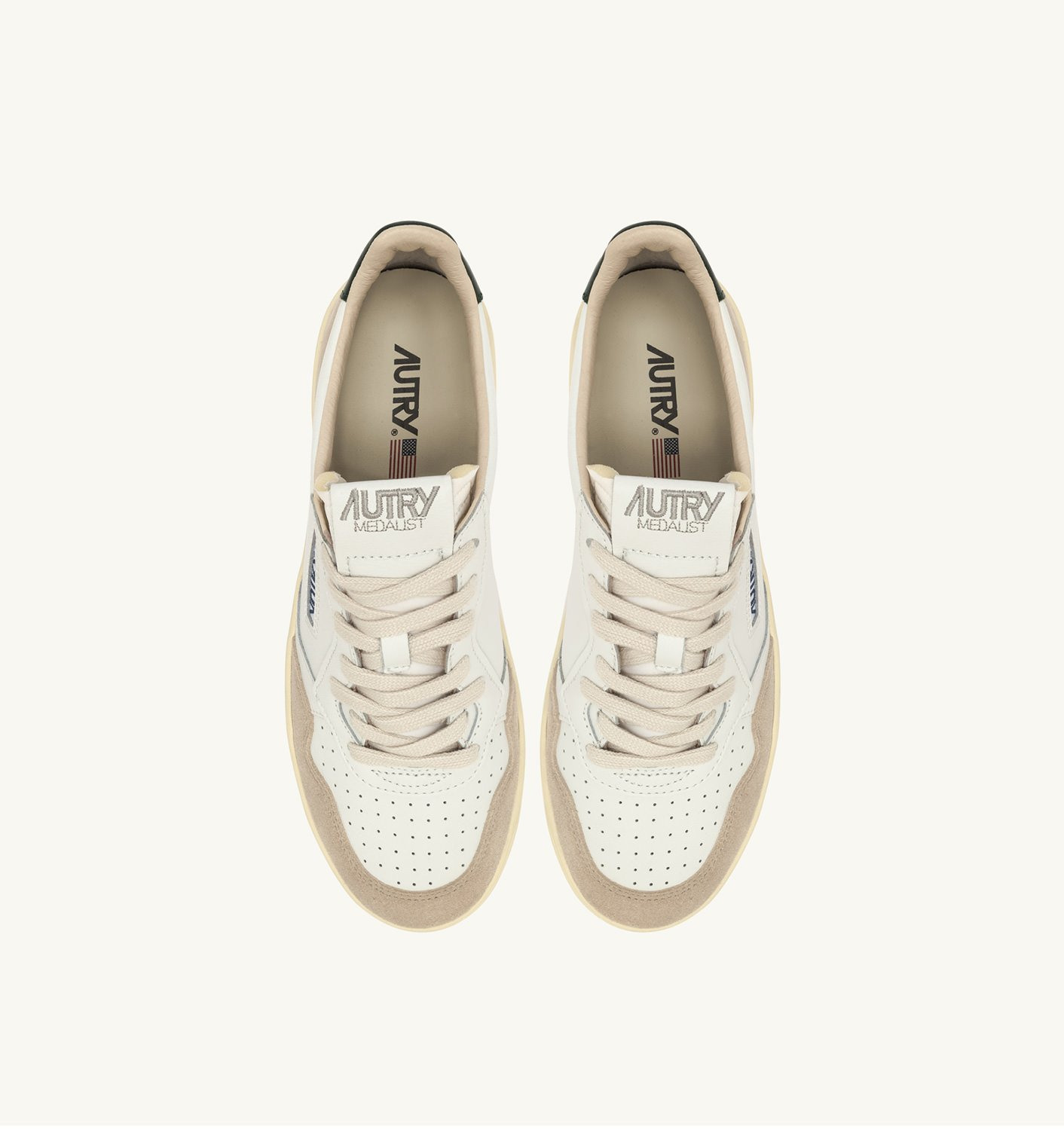 MEDALIST LOW SNEAKERS IN WHITE AND MOUNTAIN LEATHER AND BEIGE SUEDE - 5