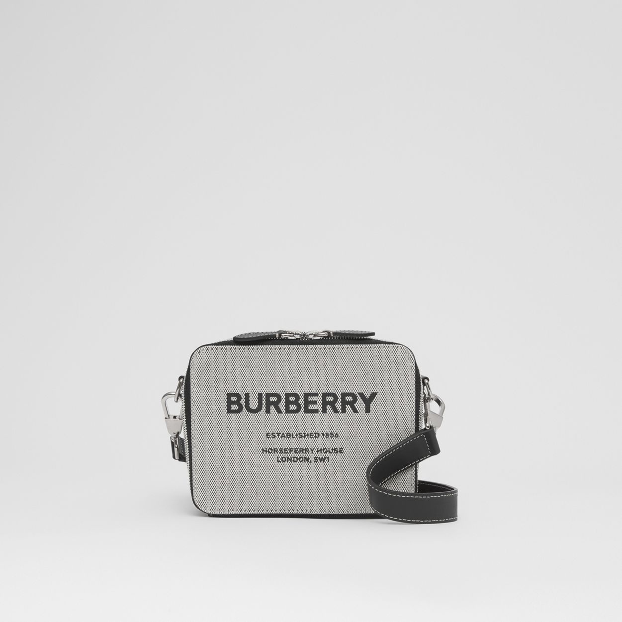 Horseferry Print Canvas and Leather Crossbody Bag - 1