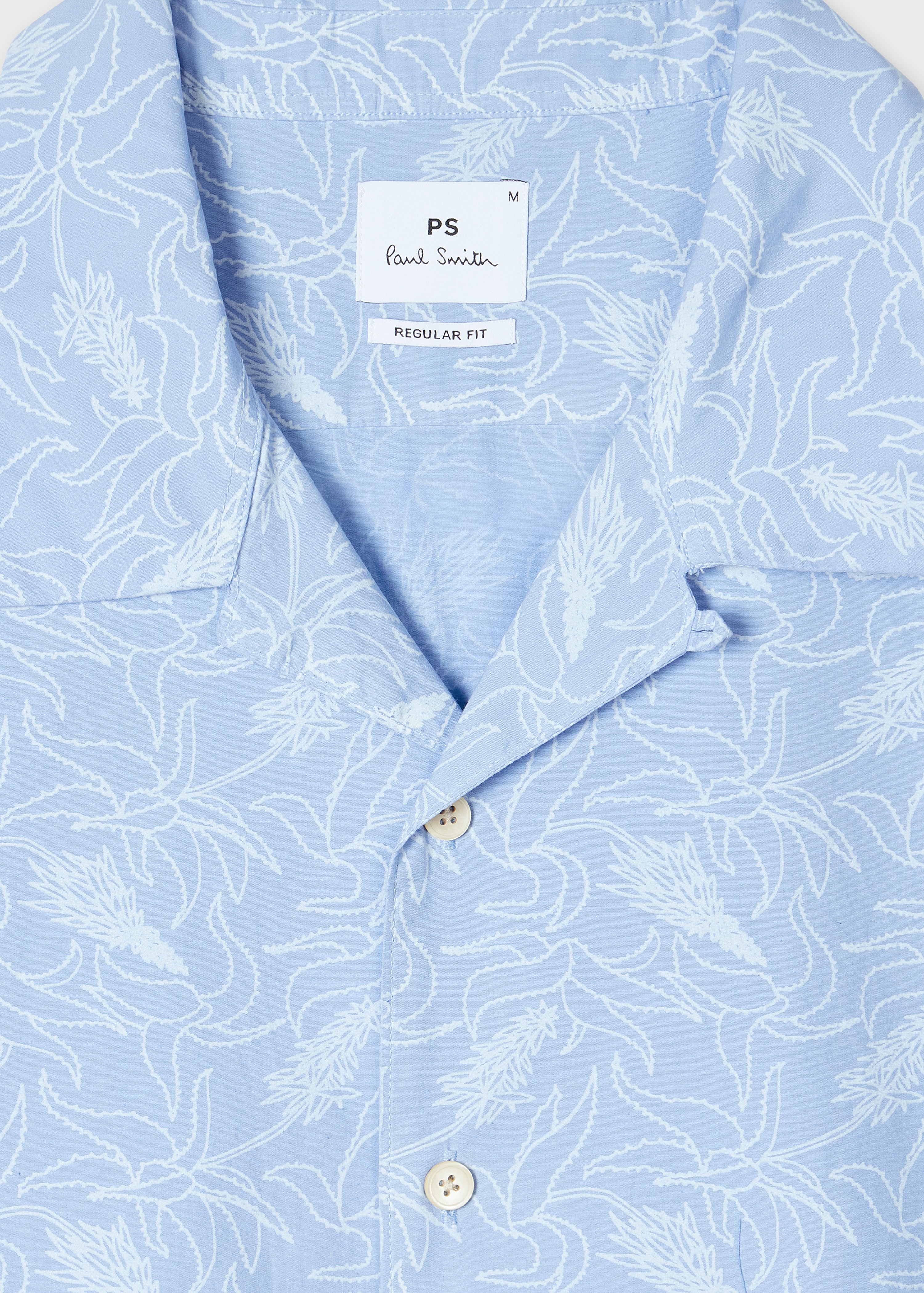 Sky Blue Floral Print Short-Sleeve Shirt - 2