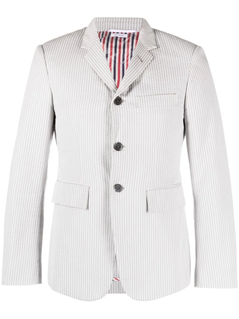 stripe-print seersucker cotton blazer - 1
