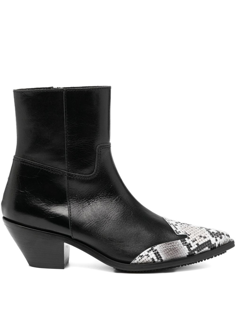 50mm snakeskin-toe leather boots 1