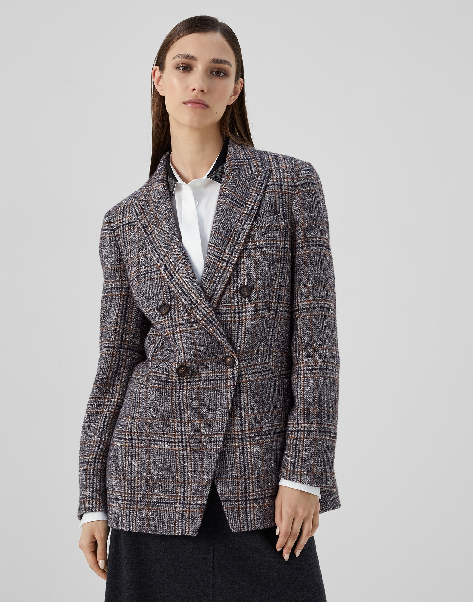 Wool and alpaca Prince of Wales blazer with monili - 1