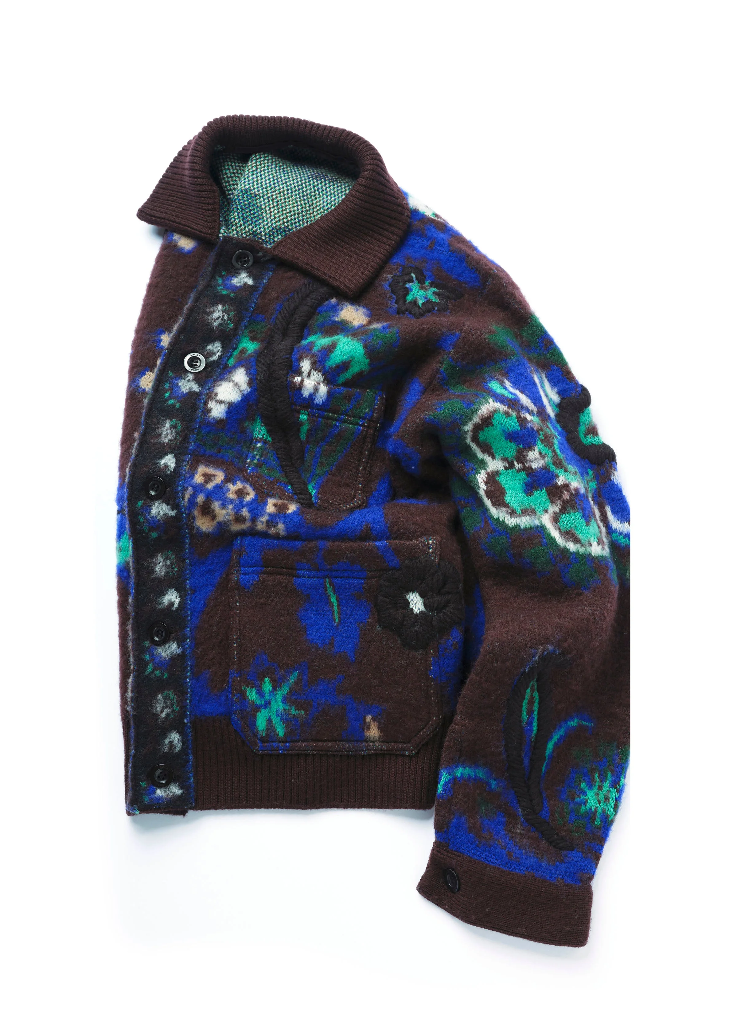 Floral Jacquard Knit Blouson - 1