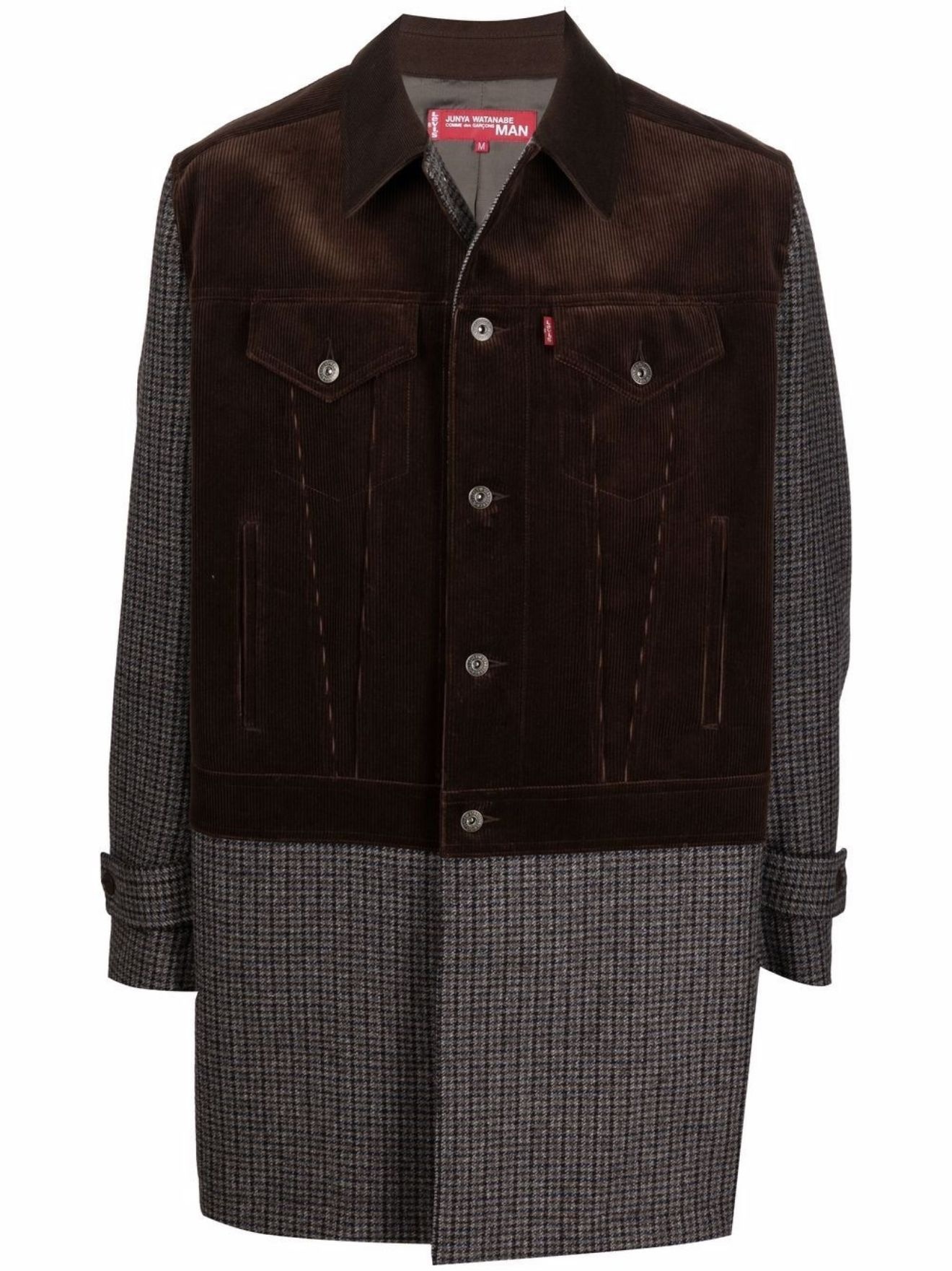 contrast button-up single-breasted coat - 1