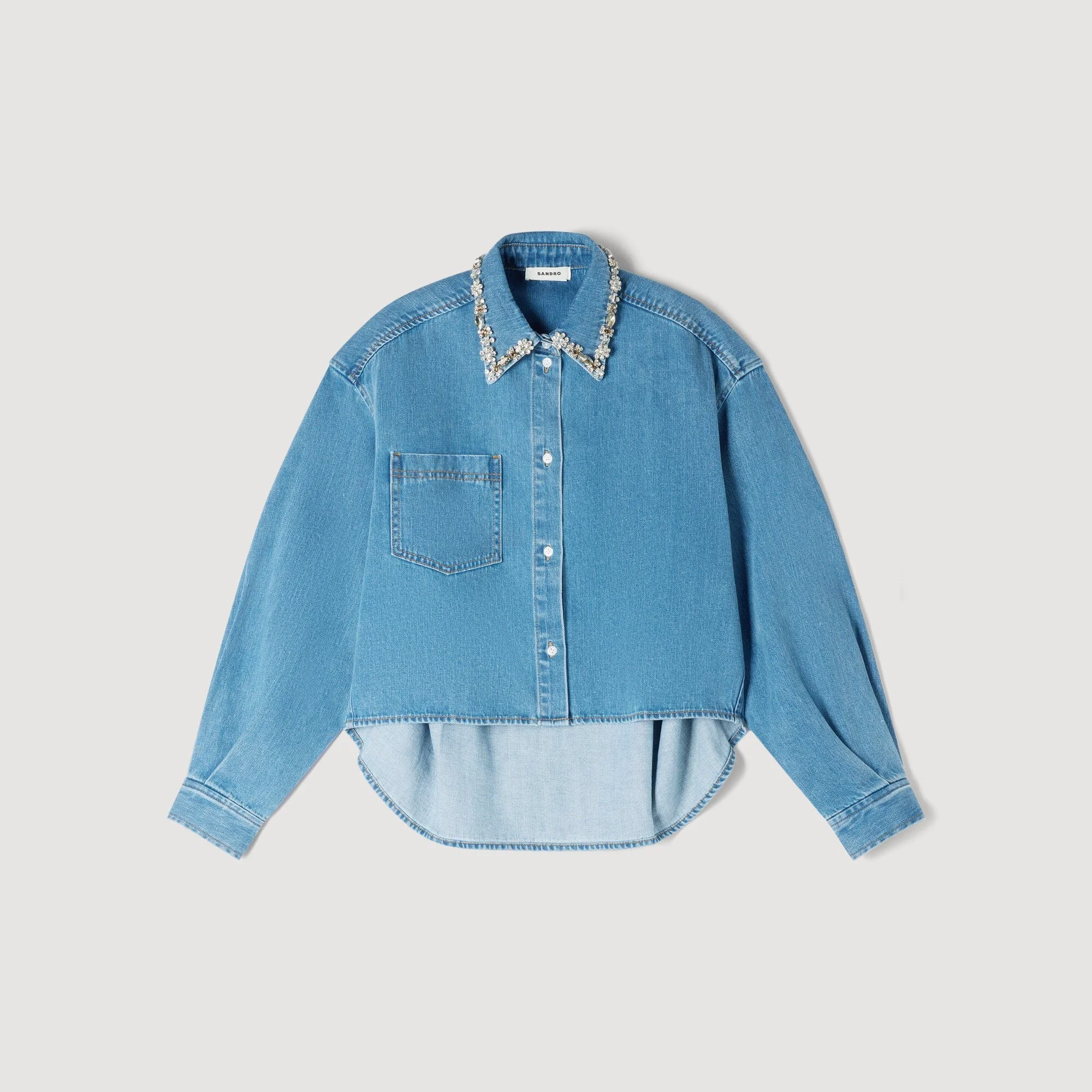 DENIM SHIRT WITH RHINESTONES - 1