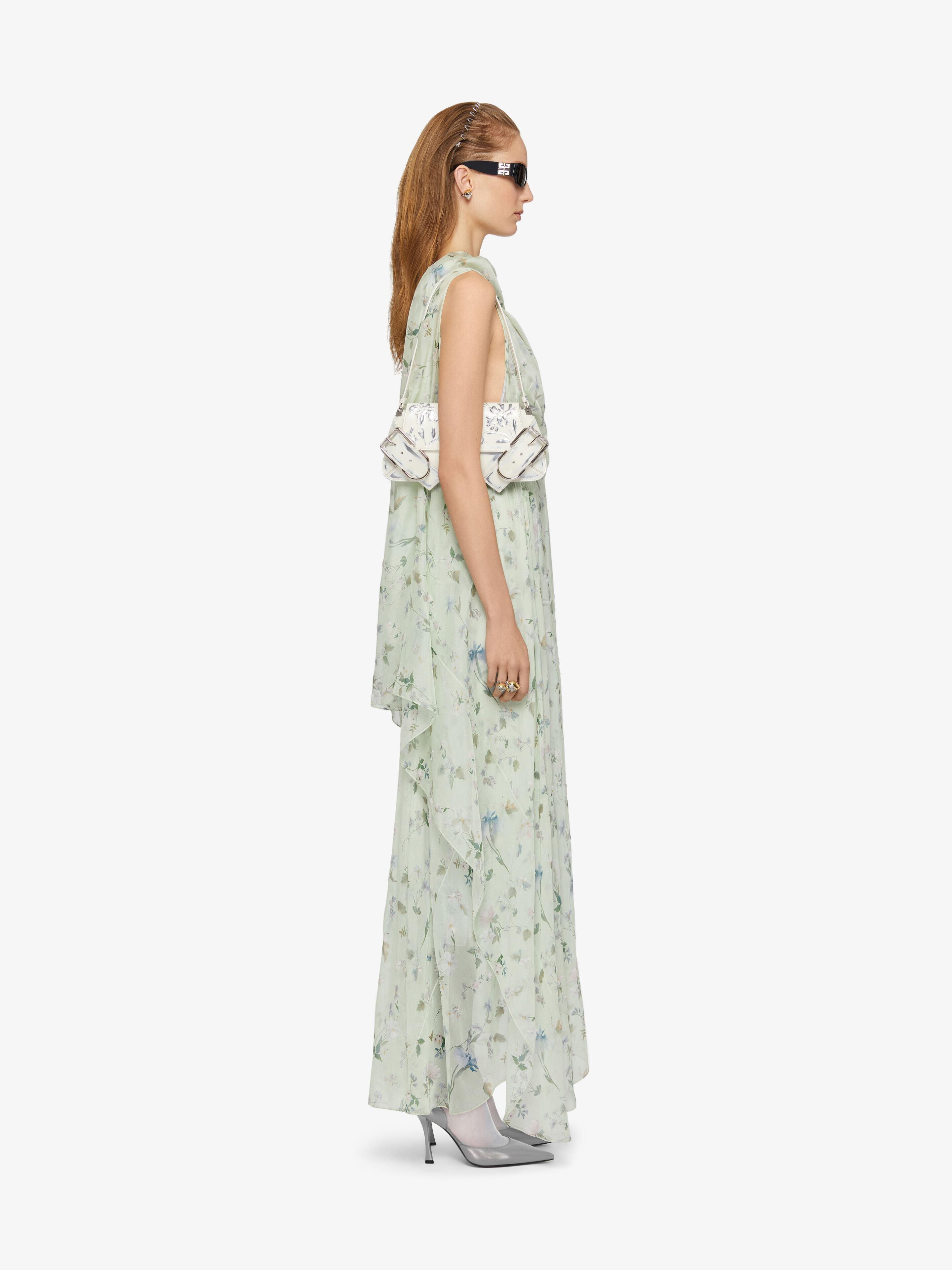 PRINTED DRAPED DRESS IN SILK CHIFFON WITH LAVALLIÈRE - 3