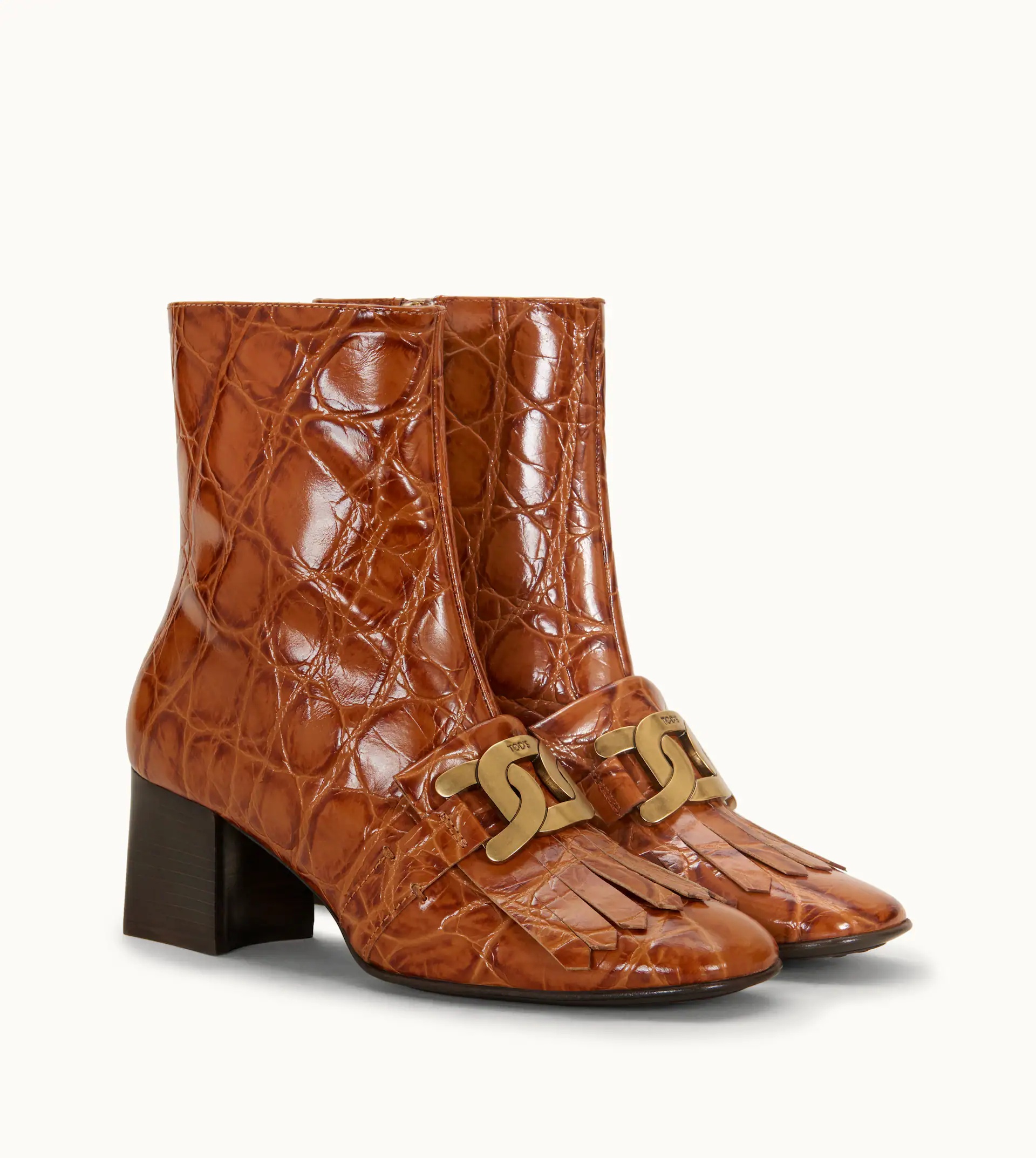 KATE ANKLE BOOTS IN LEATHER - ORANGE - 4