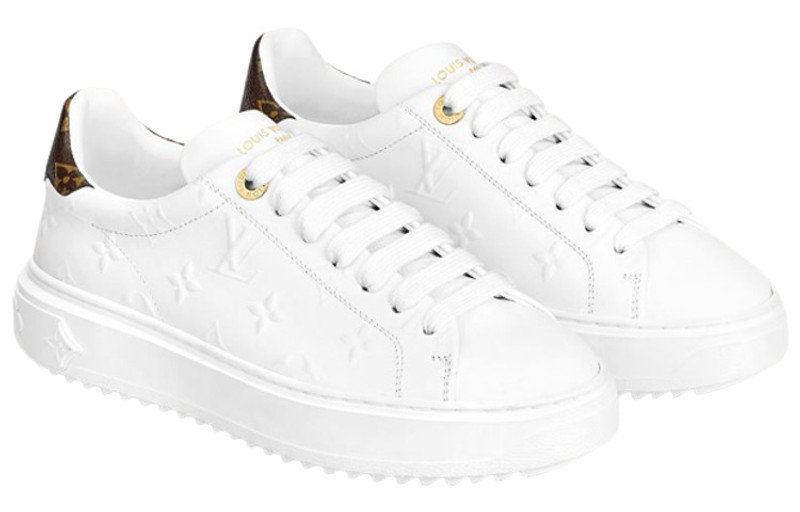 Louis Vuitton (WMNS) LOUIS VUITTON Time Out Sneakers 'White Monogram with Brown' 1AAE5M outlook
