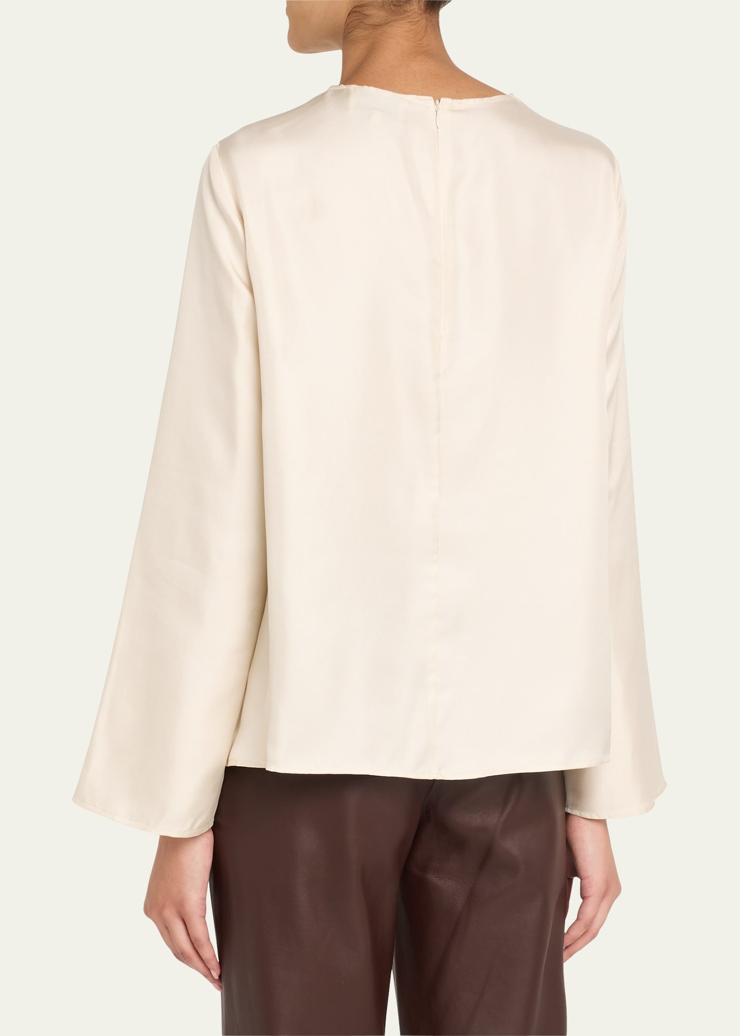 Azae Draped Silk Long-Sleeve Blouse - 3