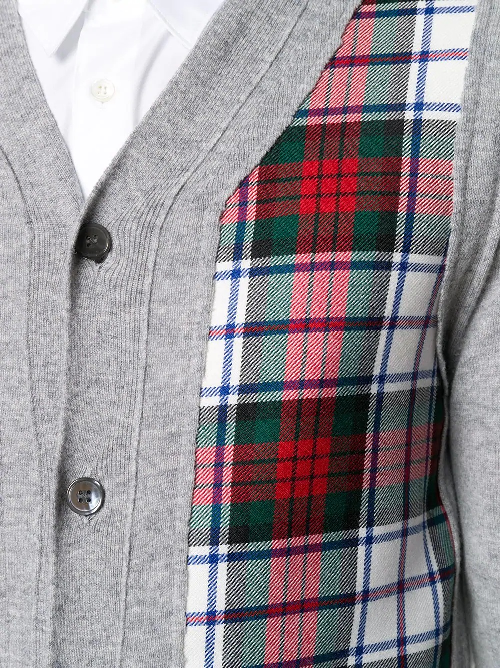 plaid-panelled cardigan - 5