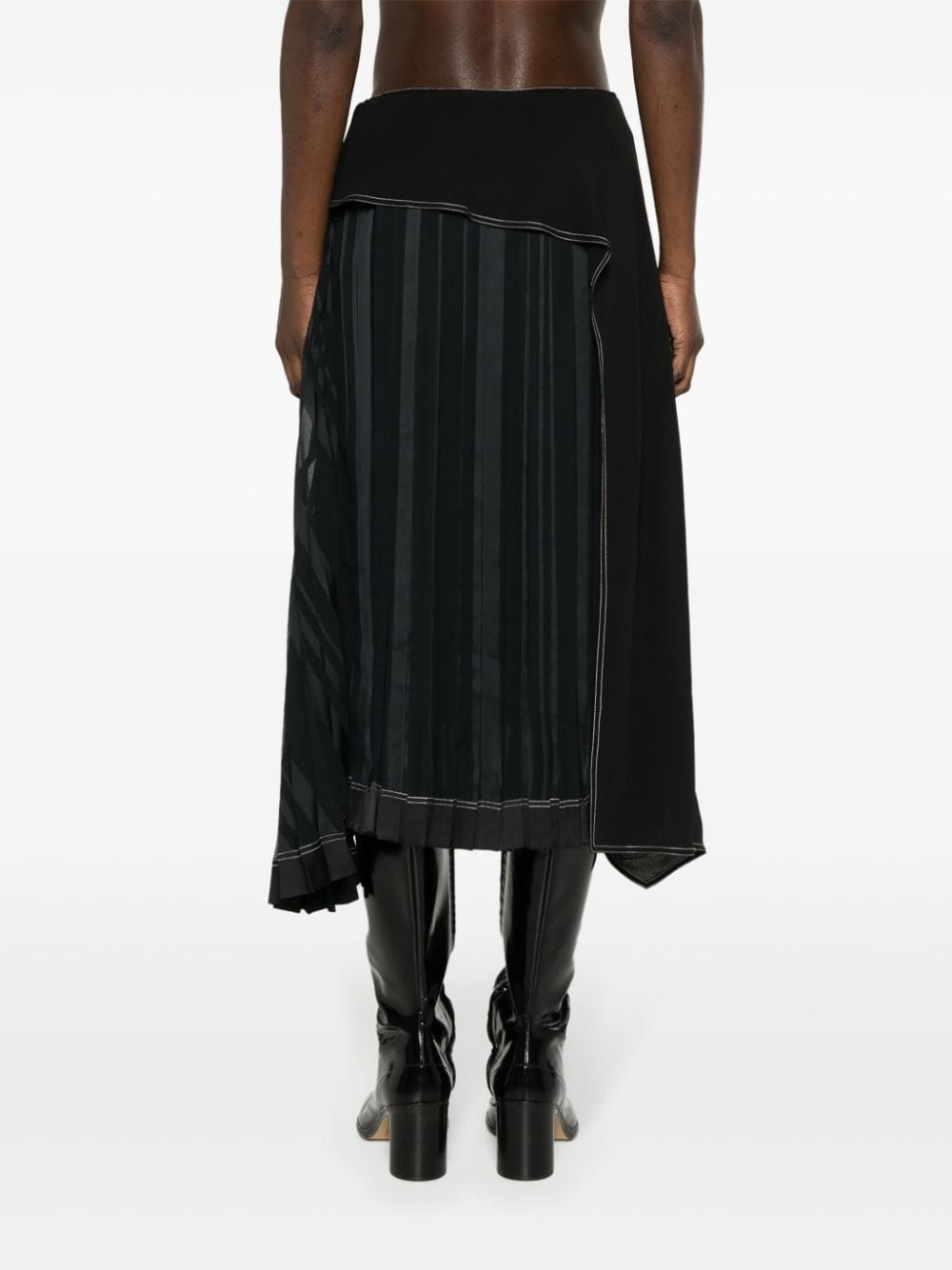 pleated draped panel midi skirt - 8