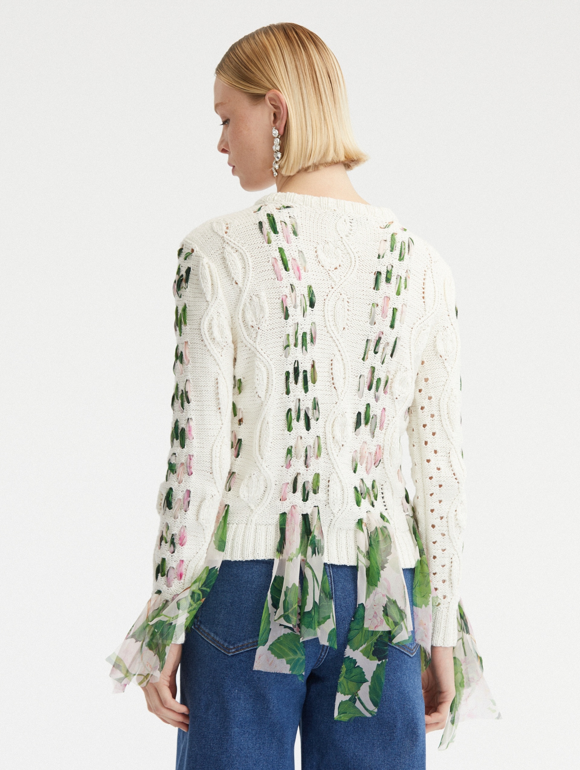 CHIFFON WOVEN LONG SLEEVE PULLOVER - 4