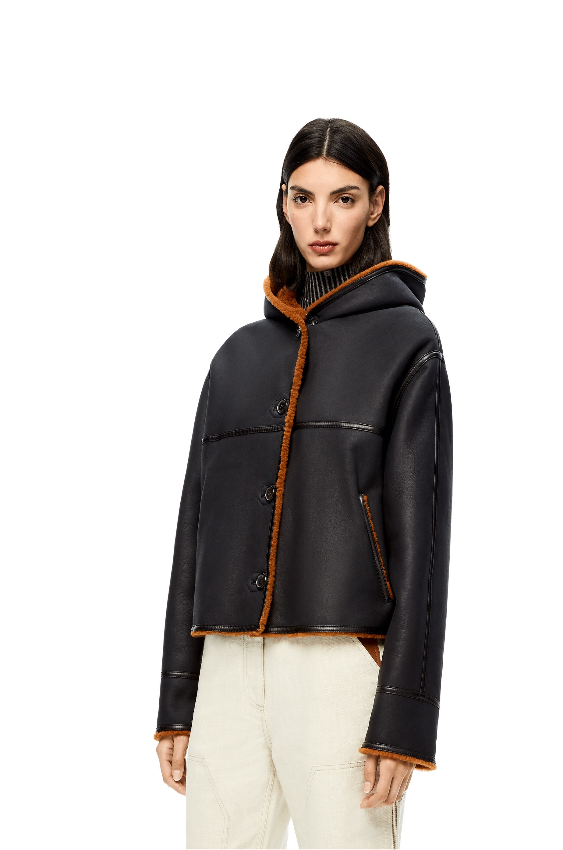 Hooded jacket in shearling - 3