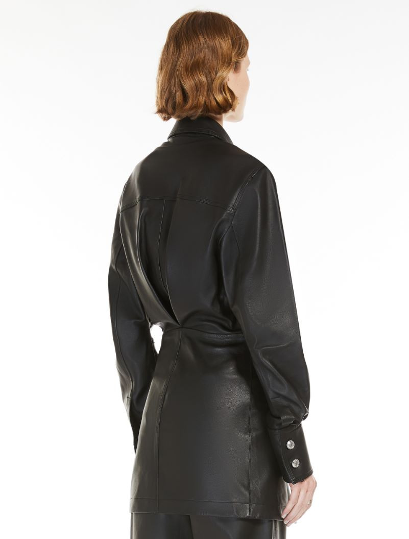 Nappa-leather oversized shirt - 4