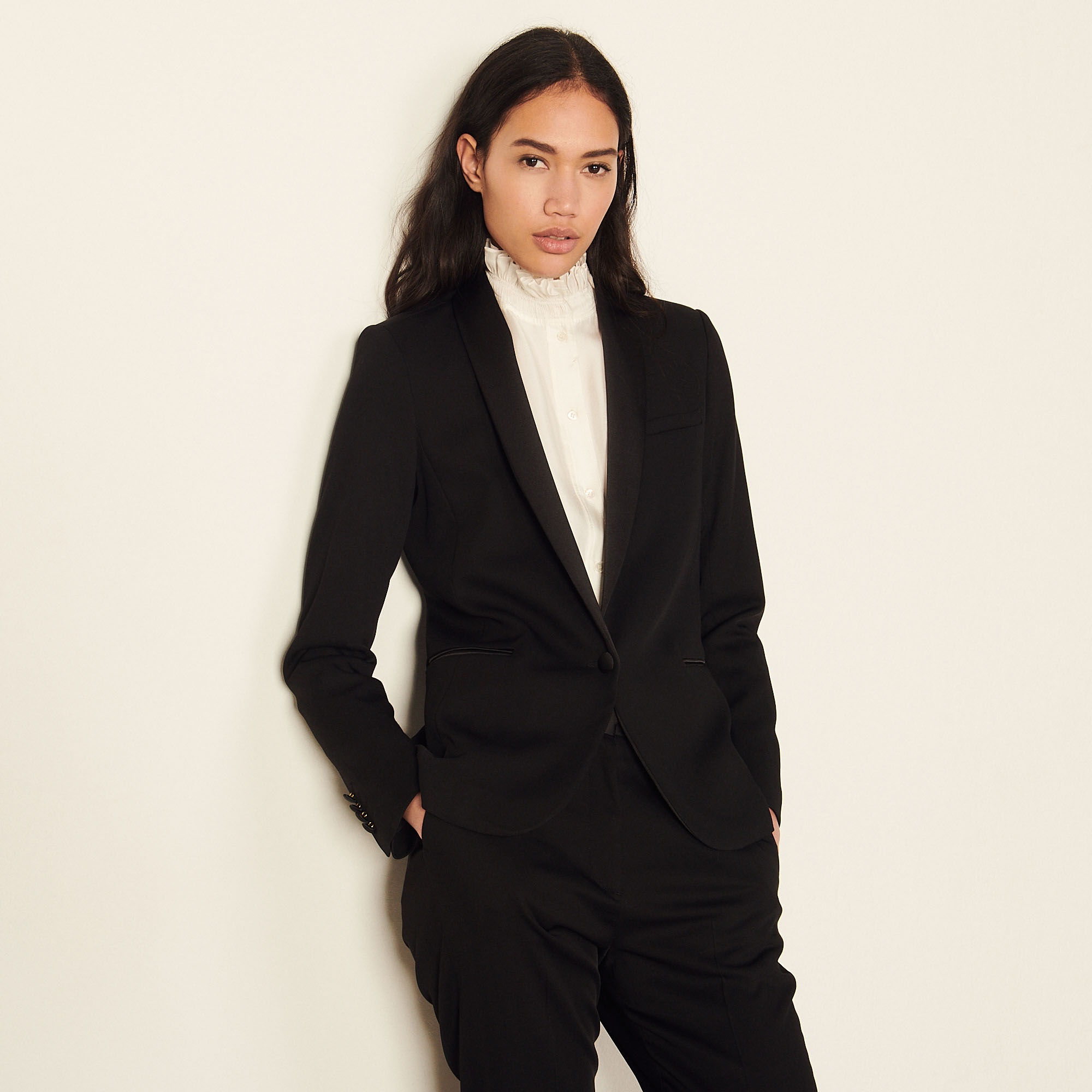 Tuxedo jacket with satin inset - 2