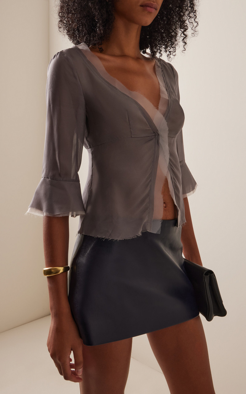 STAUD Jenny Silk Top grey outlook