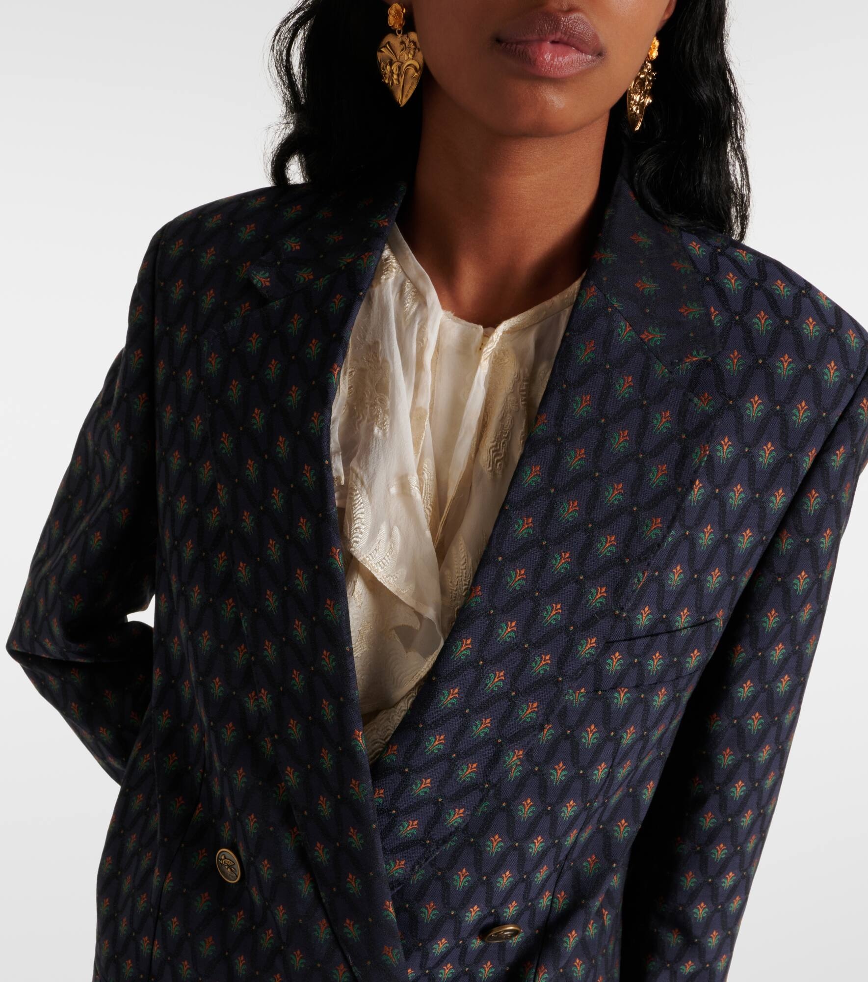 Printed wool and cotton blazer - 4