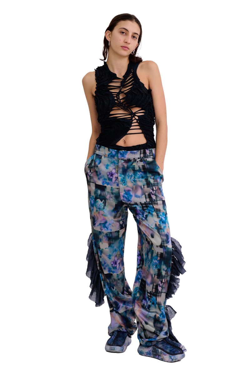 Collina Strada NAVY GARDEN BLUR DANTE RUFFLE TROUSER outlook