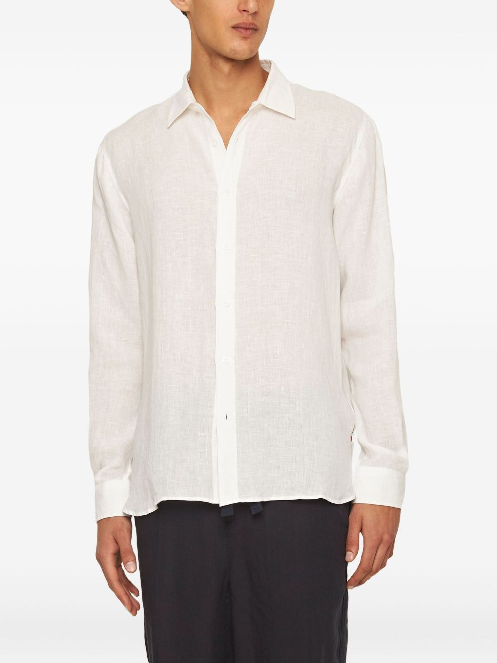 Justin pointed-collar linen shirt - 4