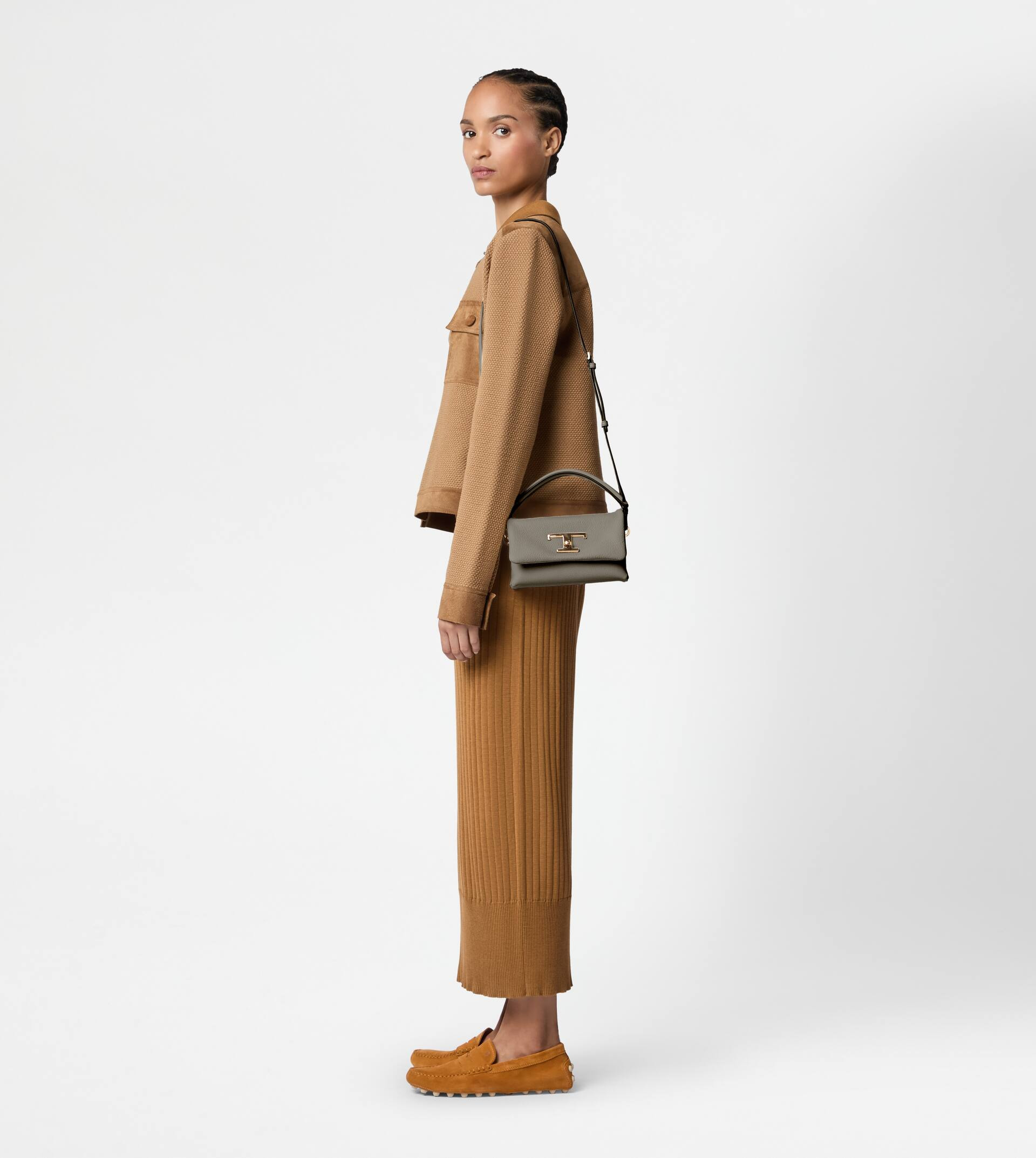 T TIMELESS FLAP BAG IN LEATHER MICRO - GREY - 8