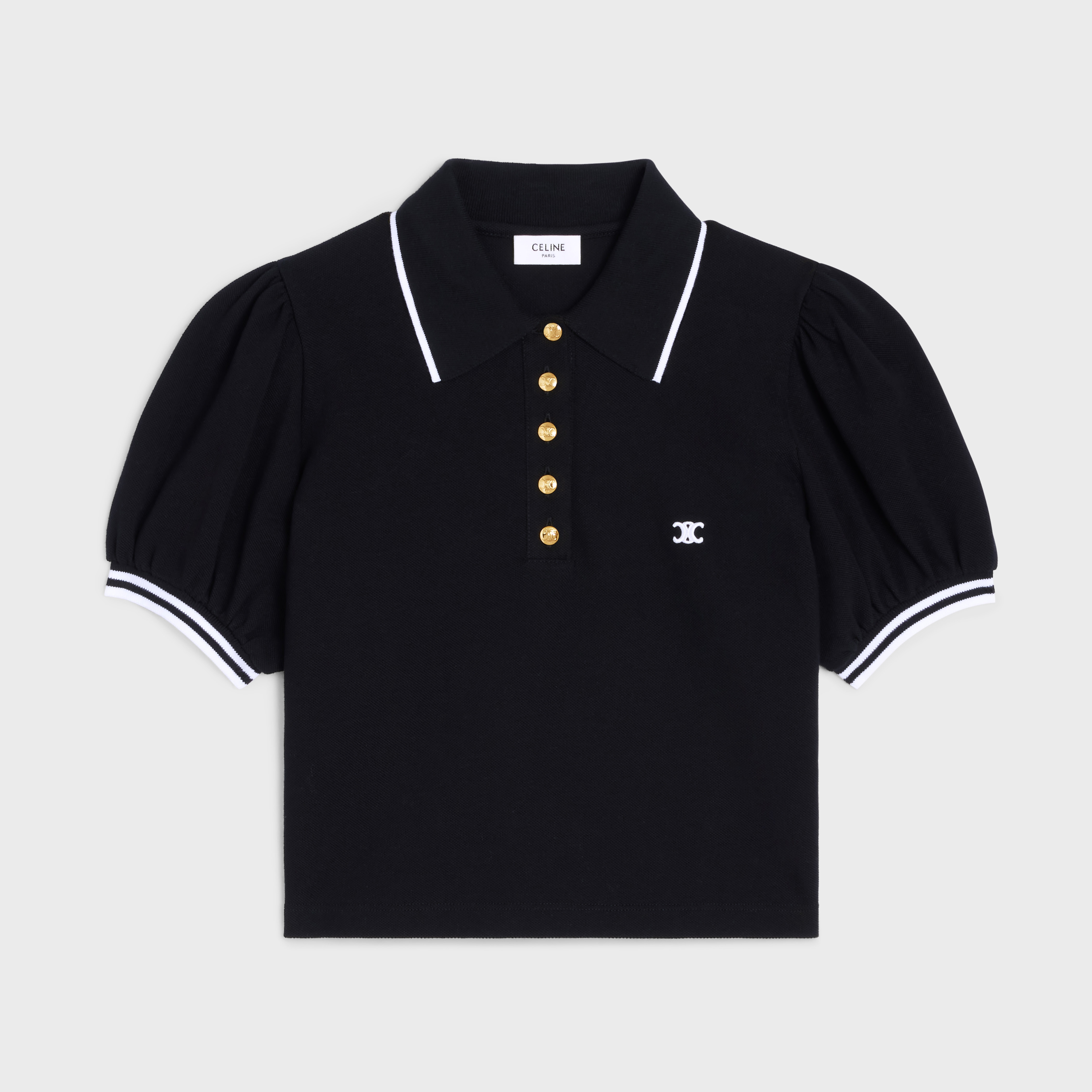 cropped triomphe polo shirt in cotton piqué - 1