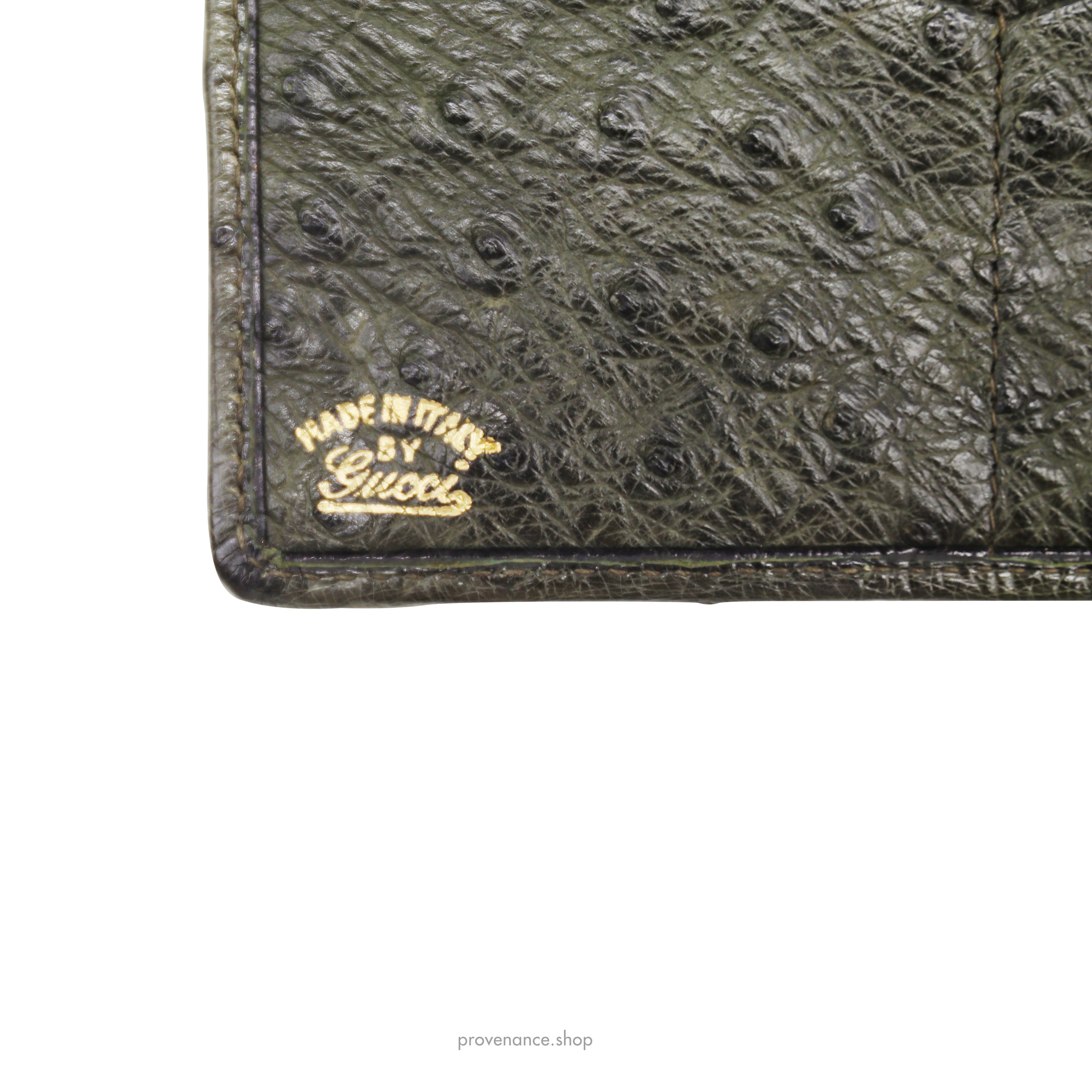 Gucci Ostrich Bifold Wallet - Olive - 6